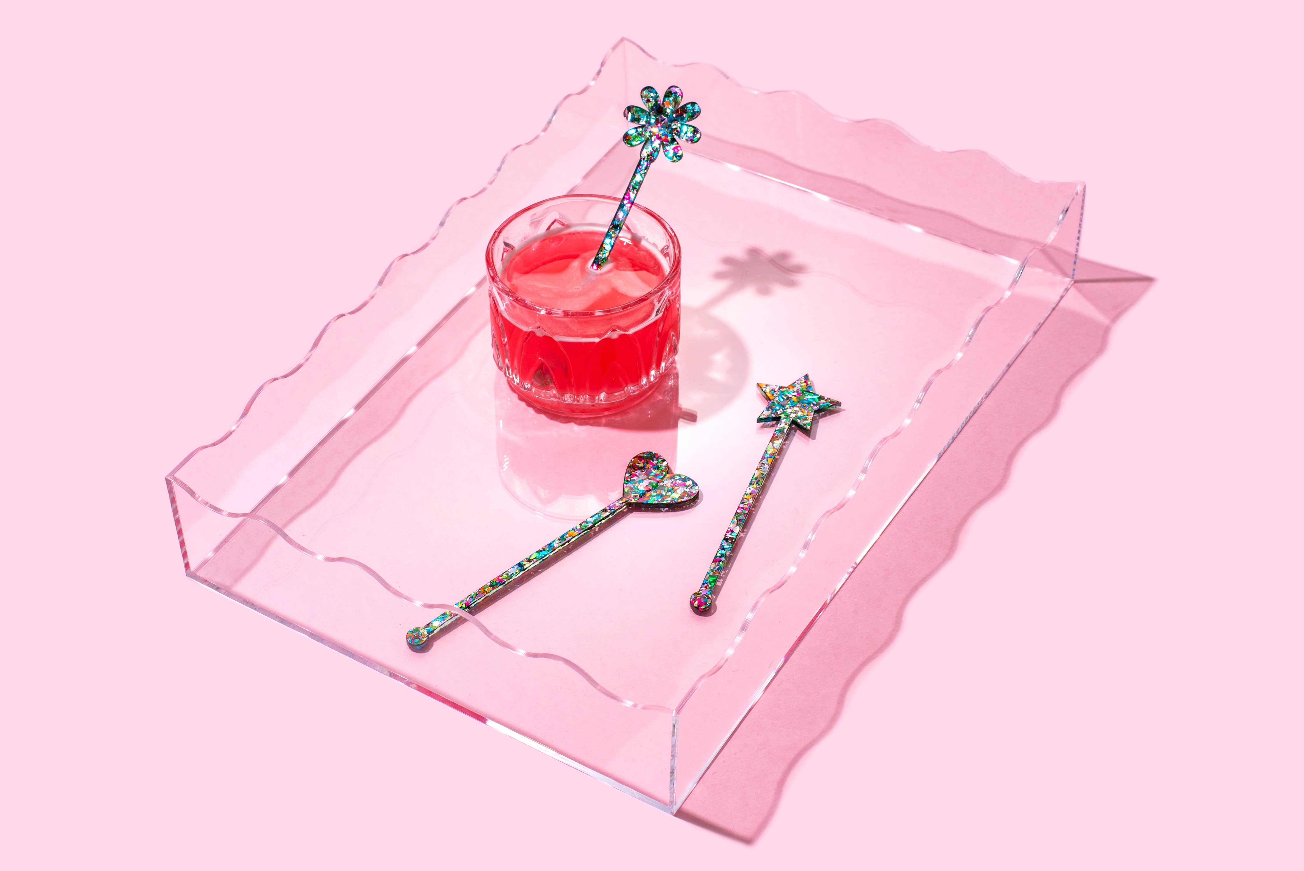 Wavy Acrylic Tray - Rectangle - Medium - Clear