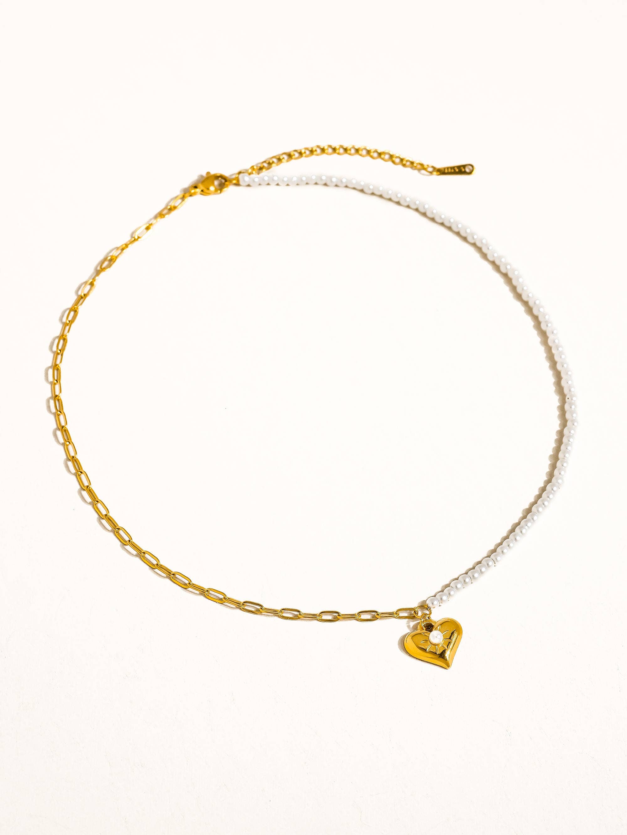 Pearl Chain Heart Necklace