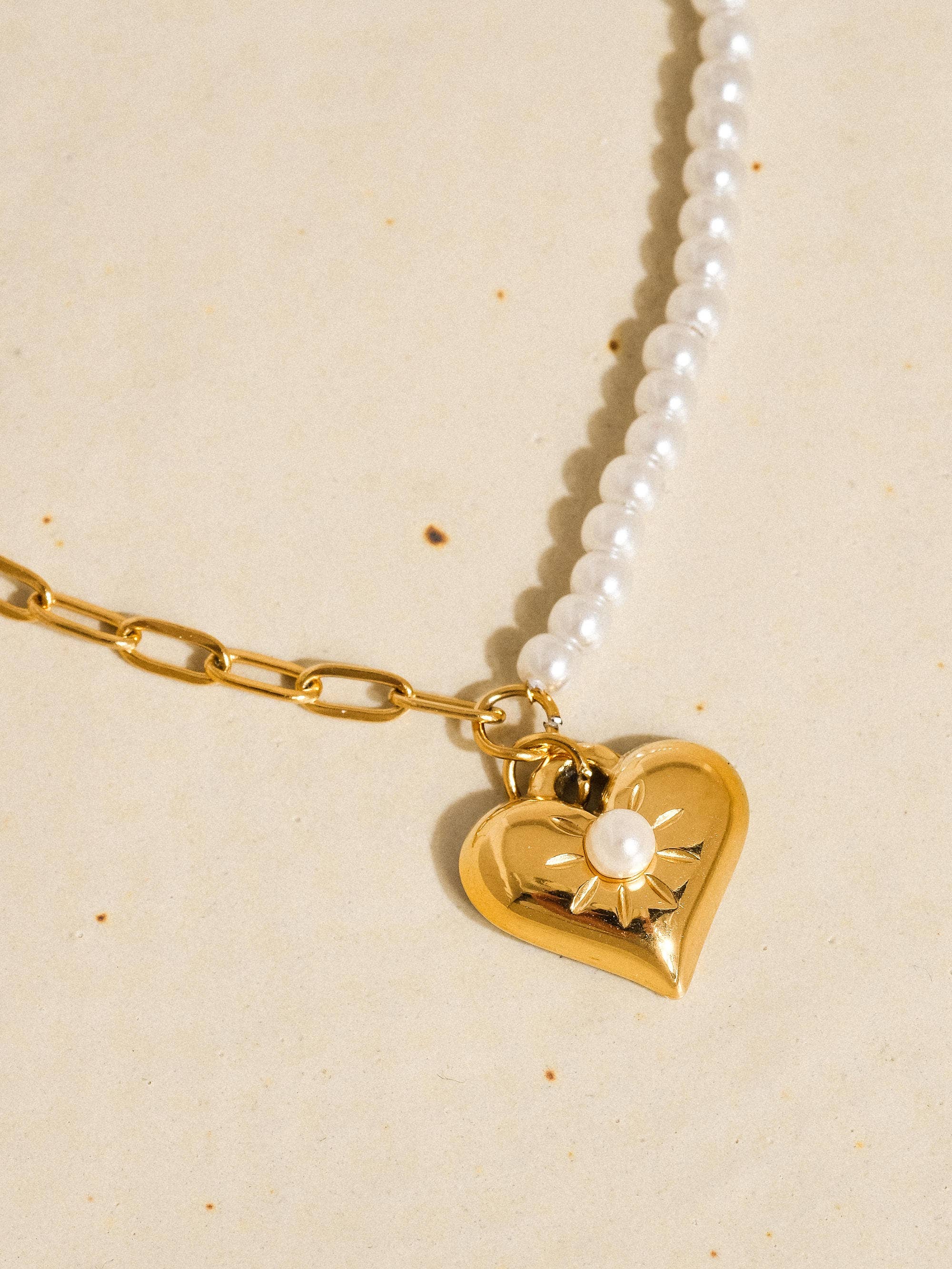 Pearl Chain Heart Necklace