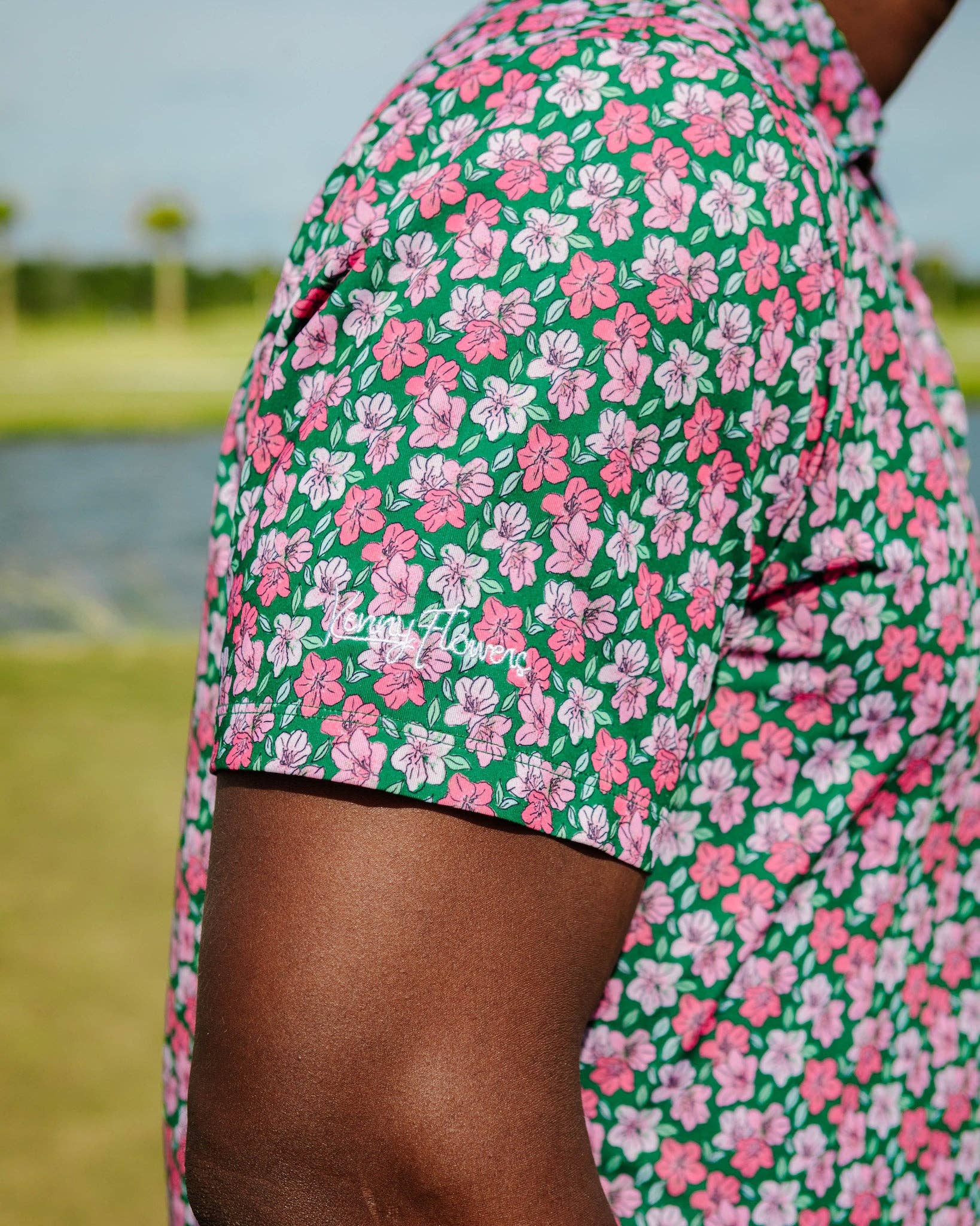 Kenny Flowers - Mens Green and Pink Floral Print Polo