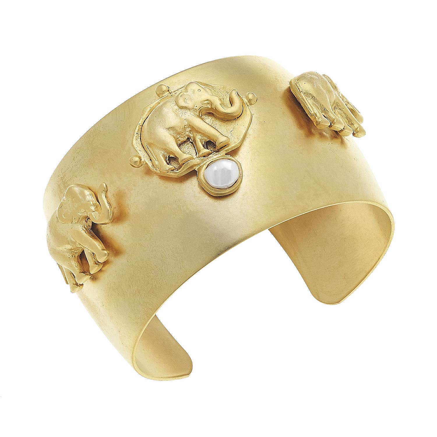 Susan Shaw - Elephant + Pearl Cuff Bracelet