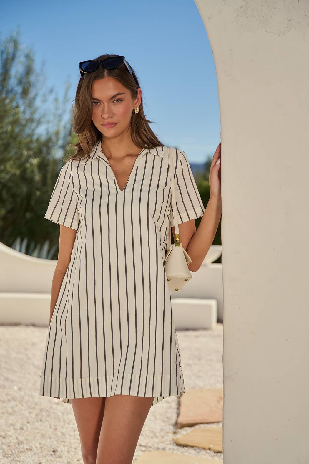 Sugarlips - Kamara Striped Ivina Collared Mini Dress