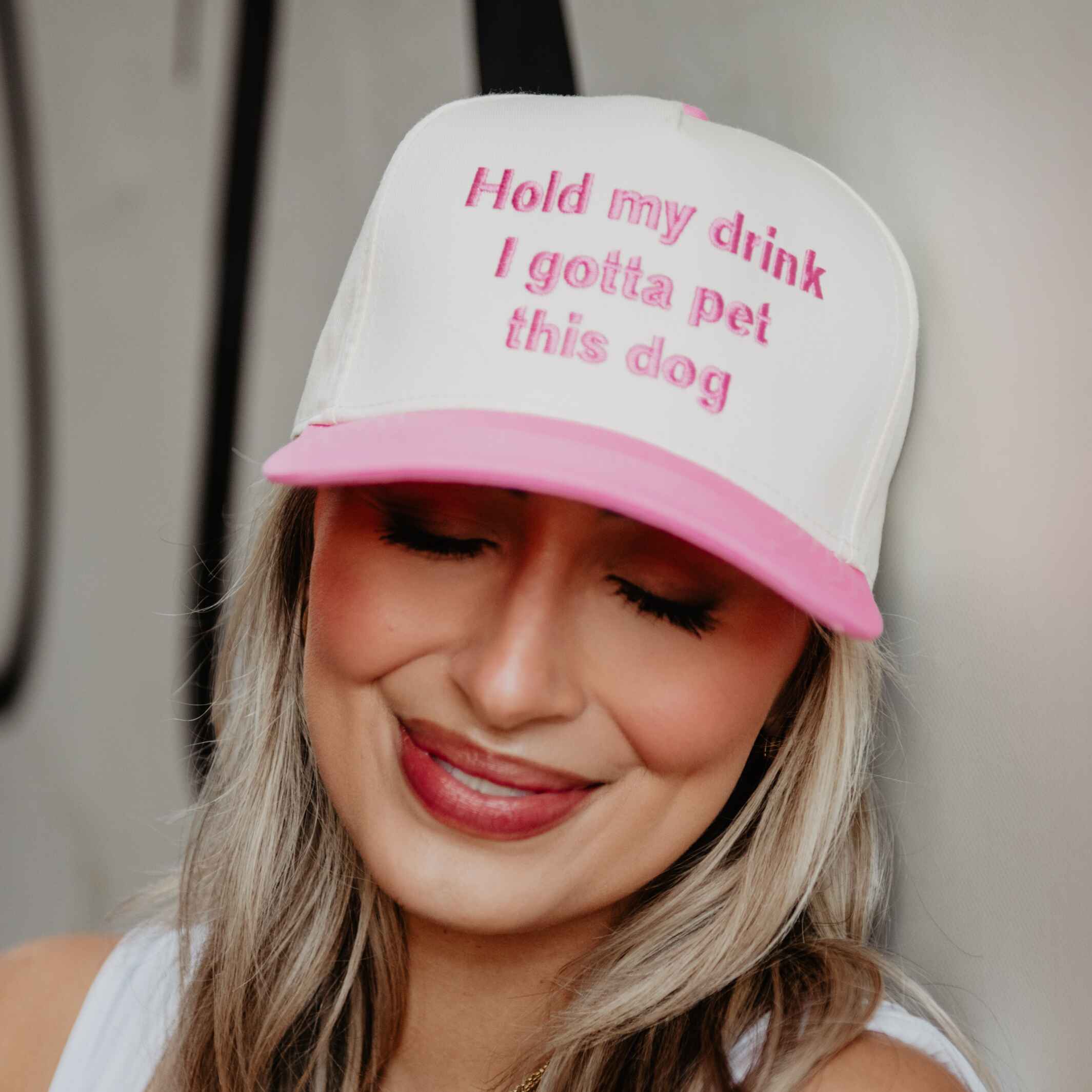 Hold My Drink I Gotta Pet This Dog Easter Vintage Hat
