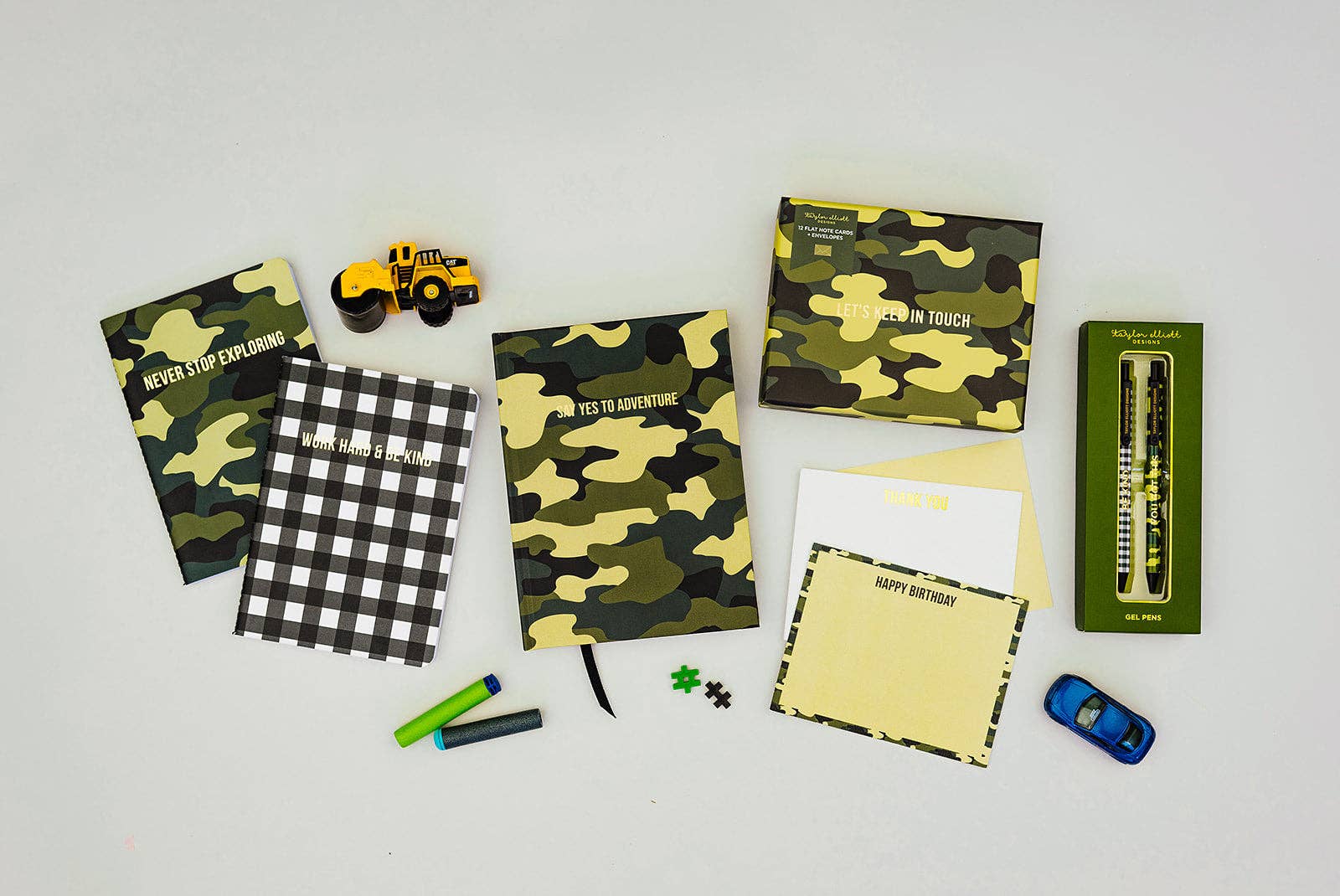 Camo + Gingham Gel Pen Set - 2 Piece Set