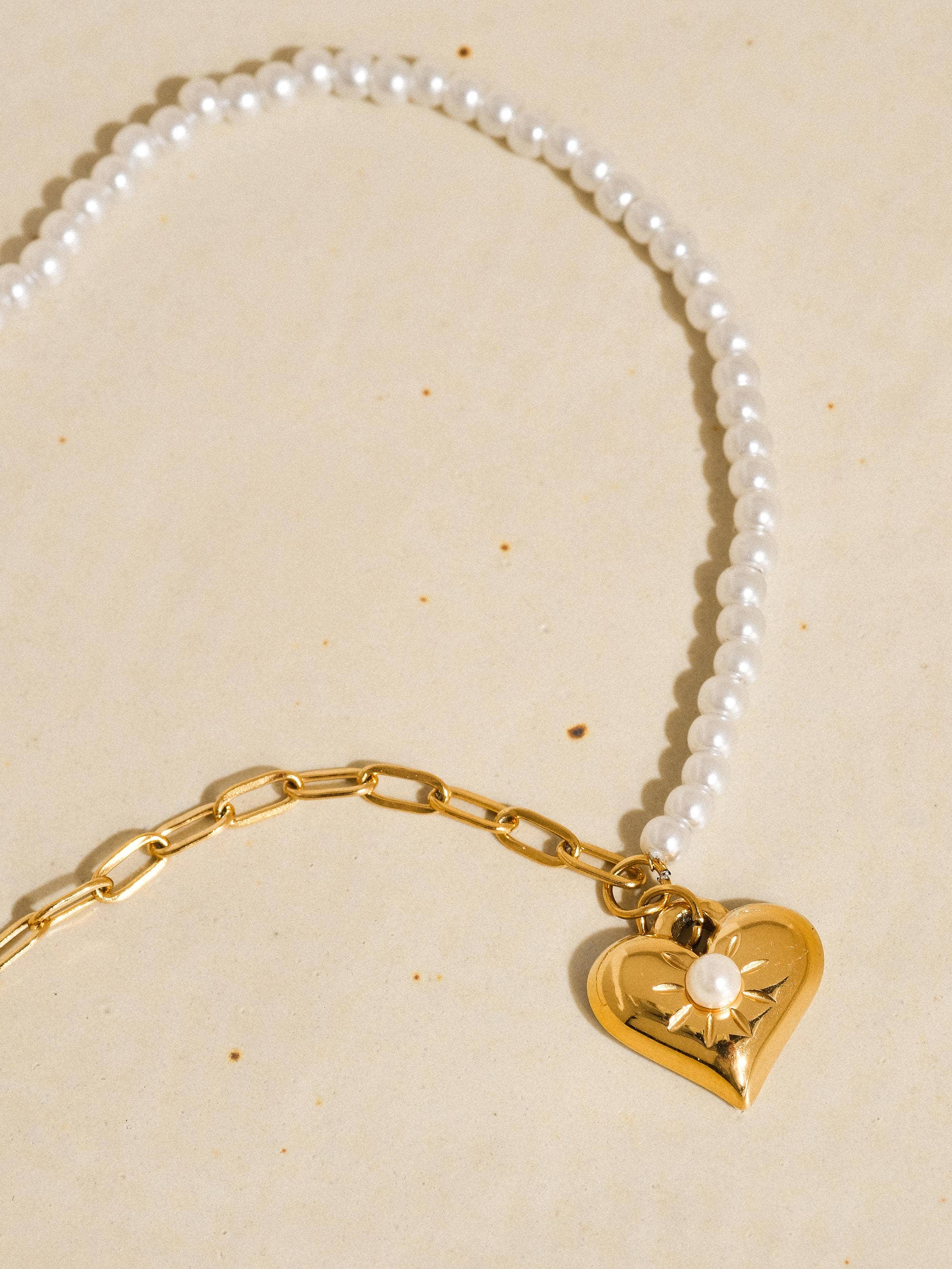 Pearl Chain Heart Necklace