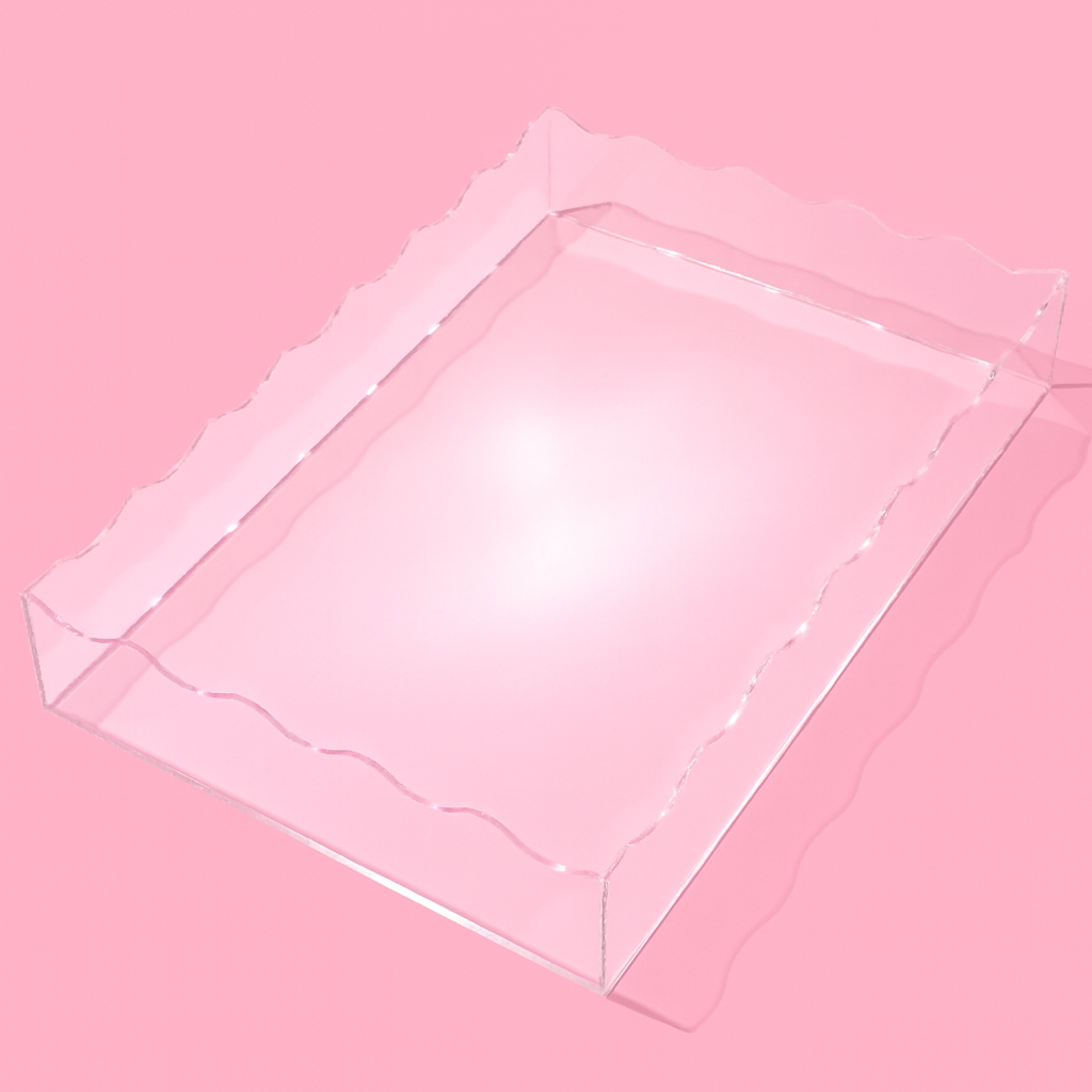 Wavy Acrylic Tray - Rectangle - Large - Clear