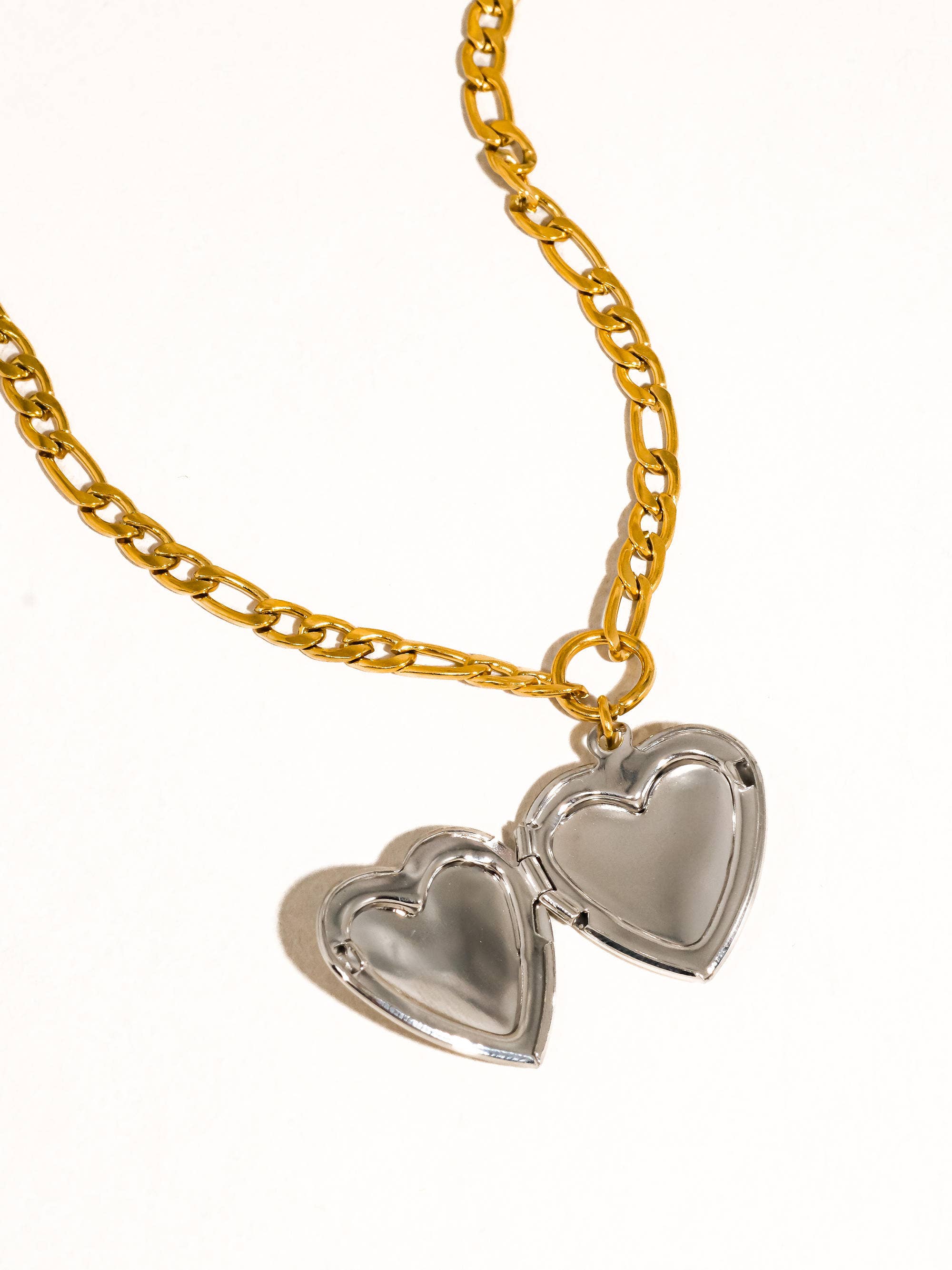 Two Tone Heart Locket Necklace
