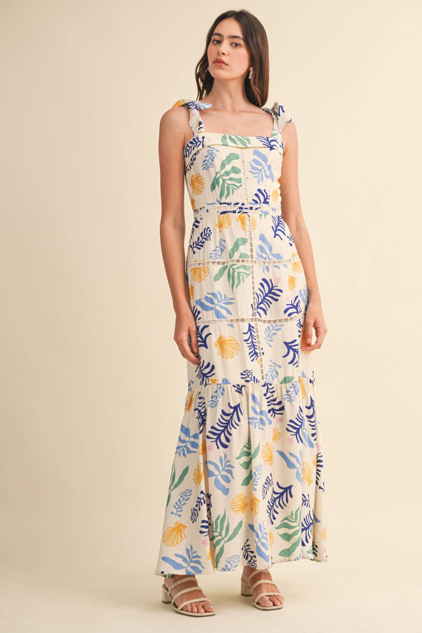 &MERCI - REEF PRINT LADDER TRIM MAXI DRESS MDR4905