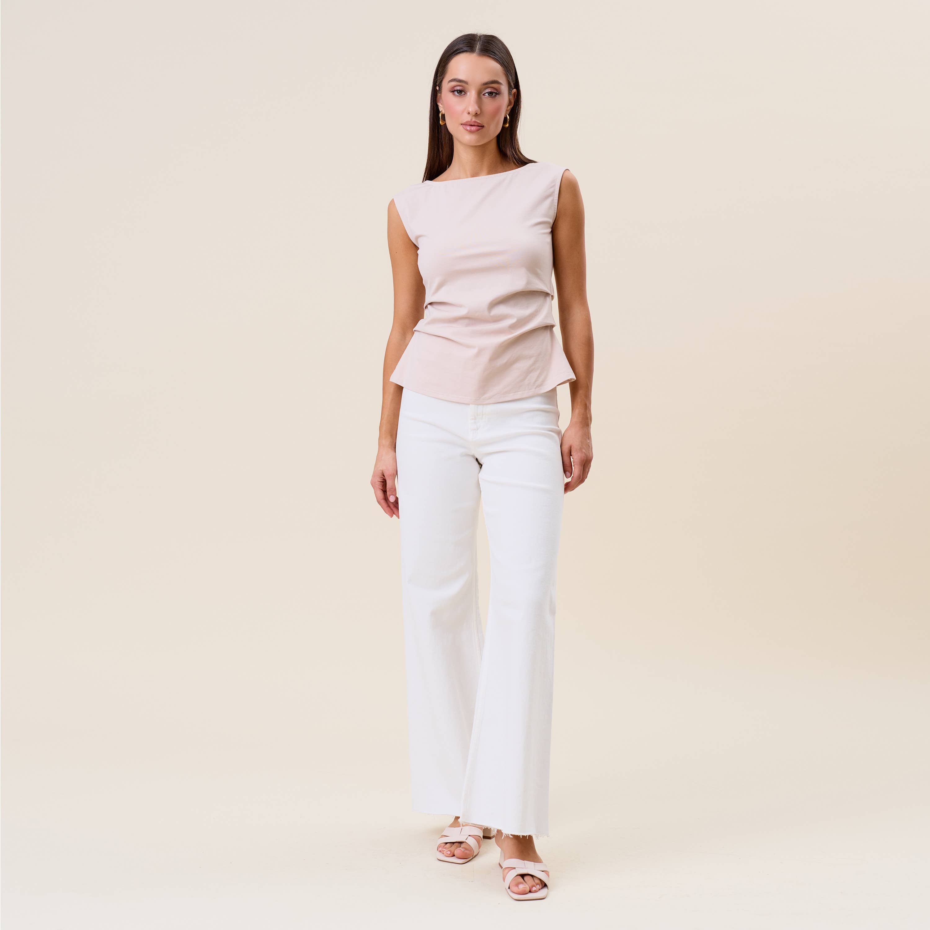 Able - AT3116 Side pleated sleeveless top