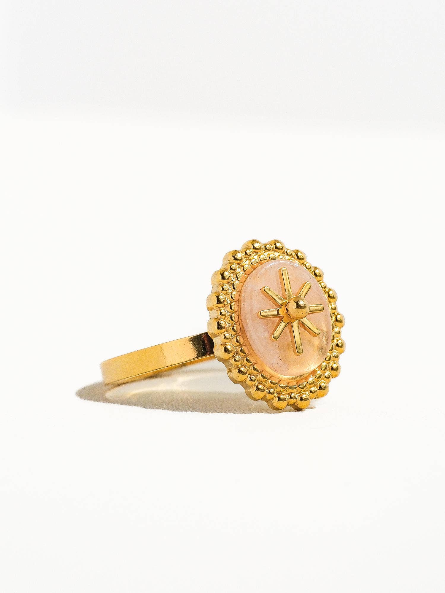 Flânerie by MAIQ - Gypsy Rose 14K Gold Adjustable Round Stone Ring
