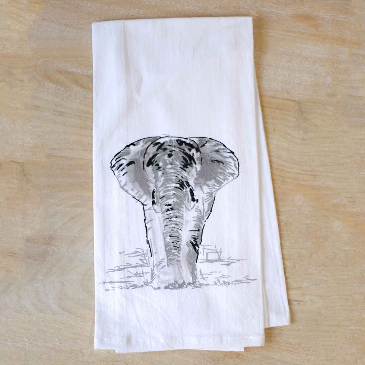 The Royal Standard - Elephant Flour Sack Hand Towel White/Black/Gray 20x28