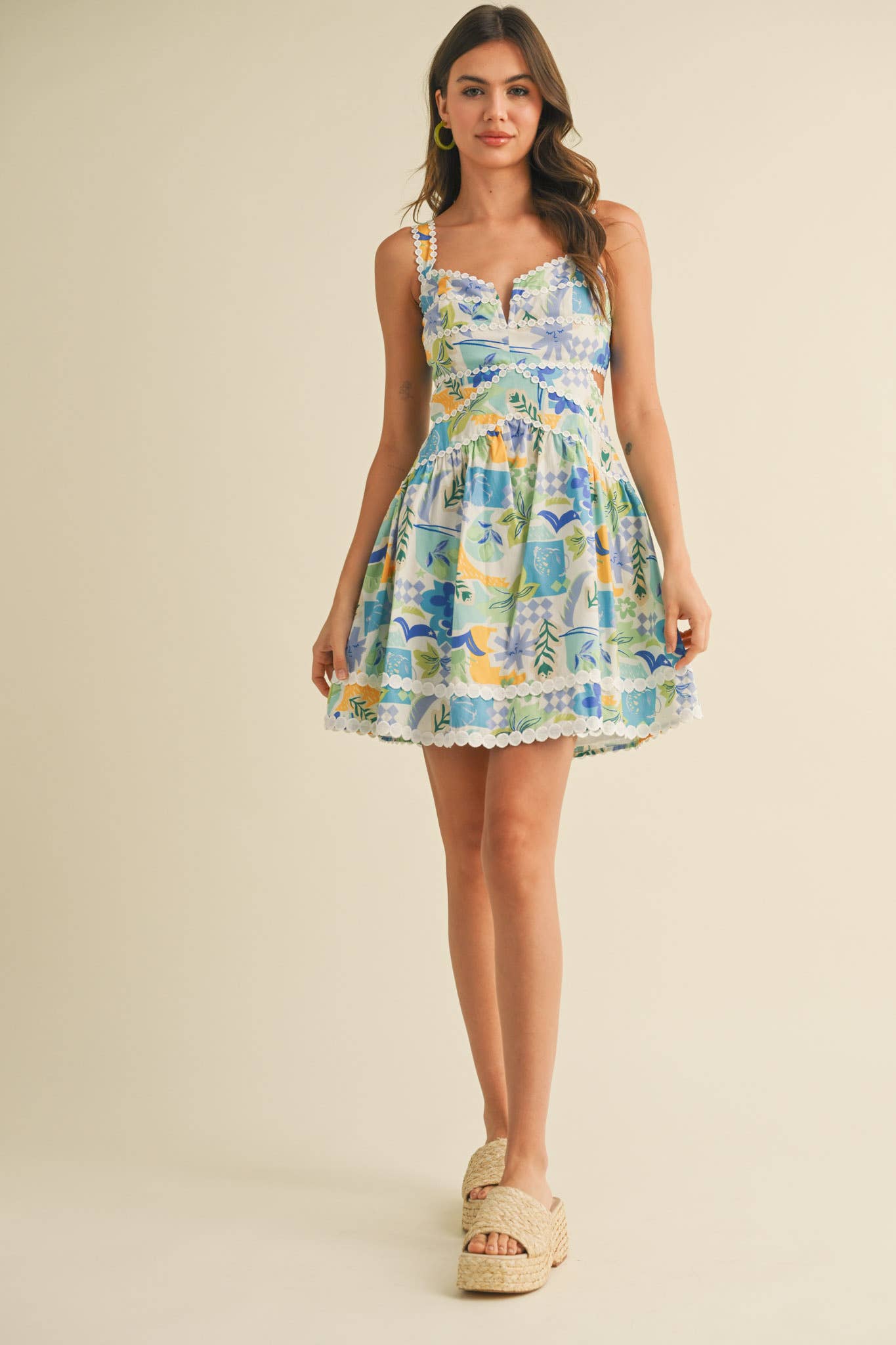 &MERCI - EXCLUSIVE PRT CUT OUT LACE TRIM FIT&FLARE MINI DRESS MDR3996