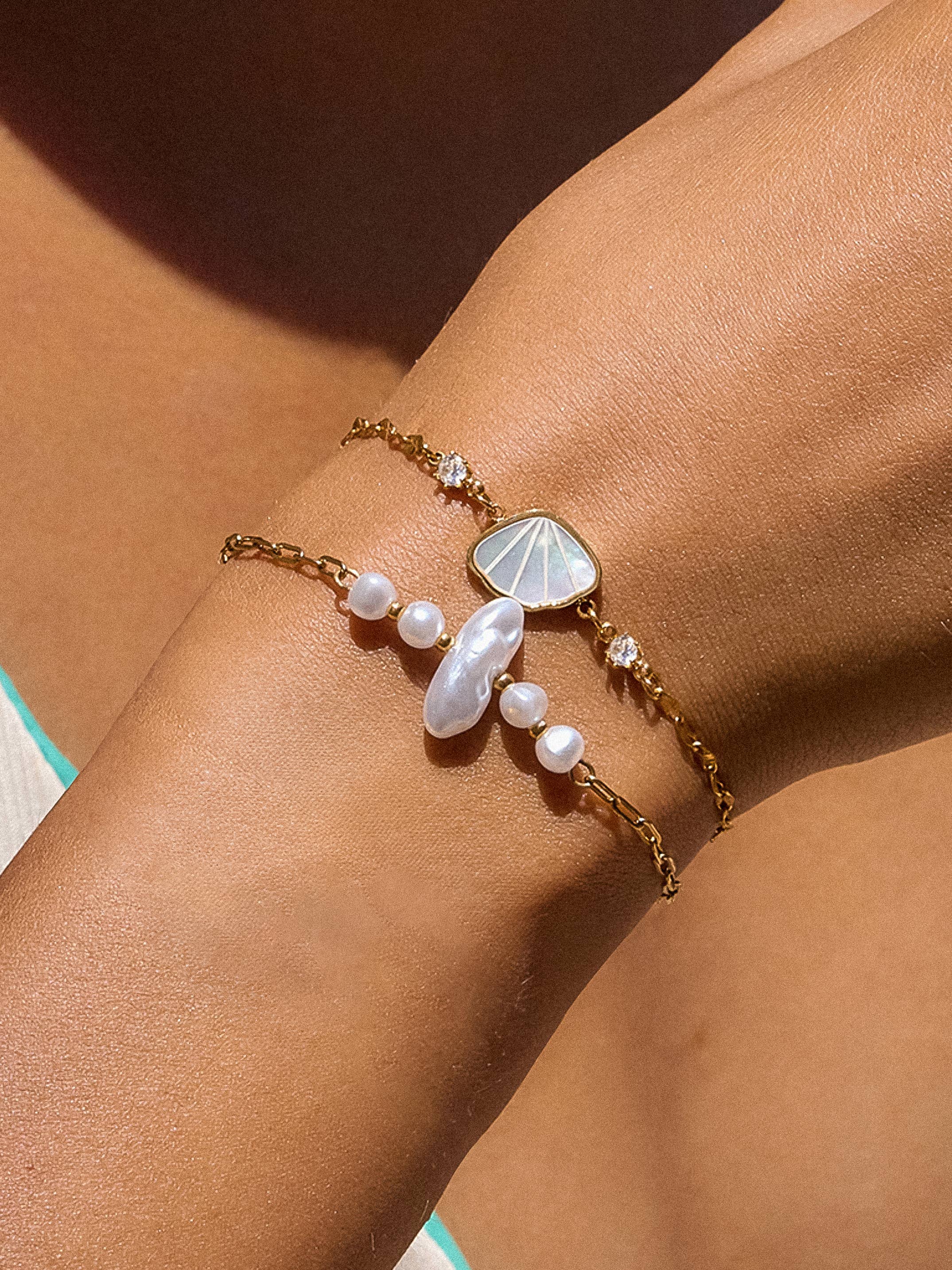 Flânerie by MAIQ - 18K Gold Non-Tarnish Pearl Chain Bracelet