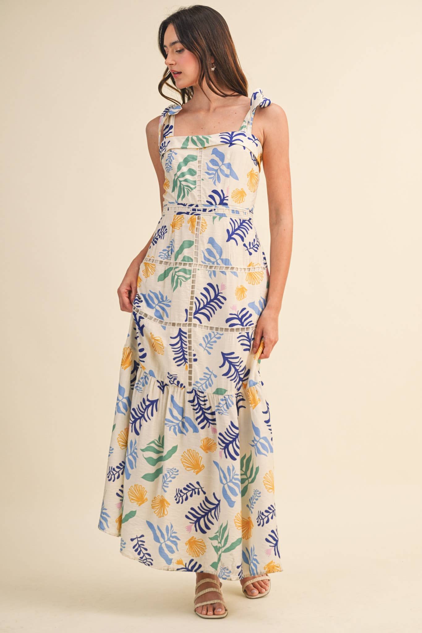 &MERCI - REEF PRINT LADDER TRIM MAXI DRESS MDR4905