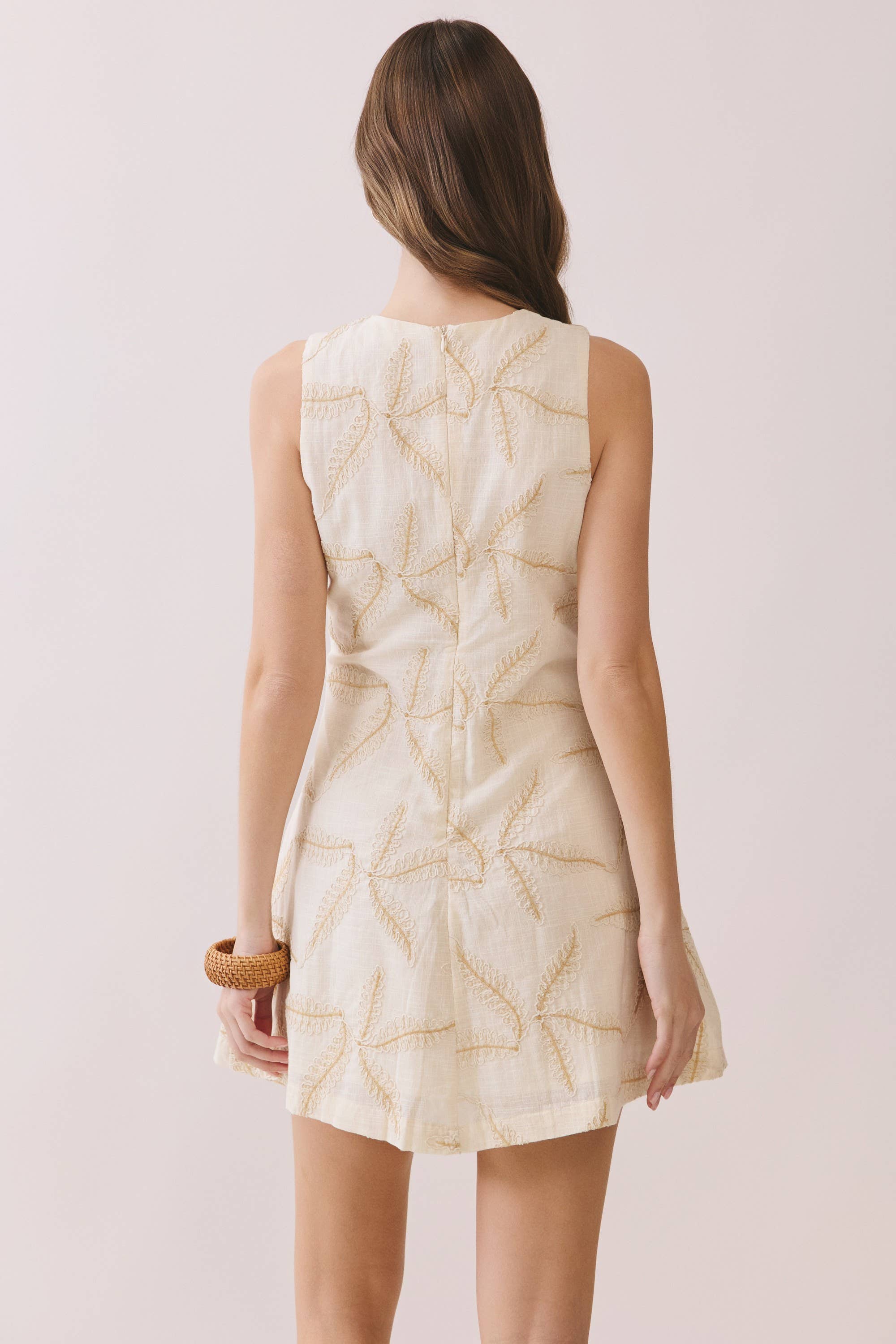 Starfish Embroidered A Line Sleeveless Mini Dress