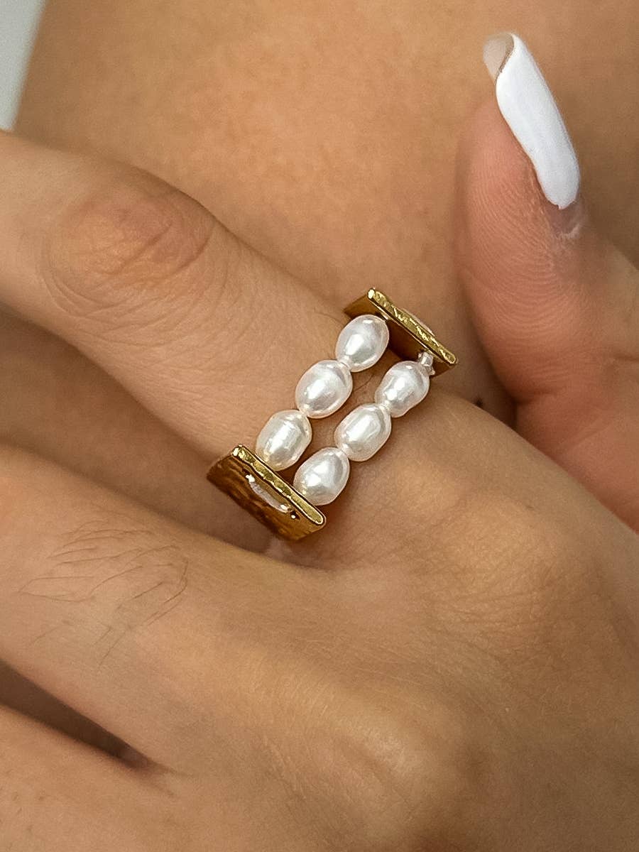 Flânerie by MAIQ - Romane 18K Gold Non-Tarnish Beaded Pearl Ring