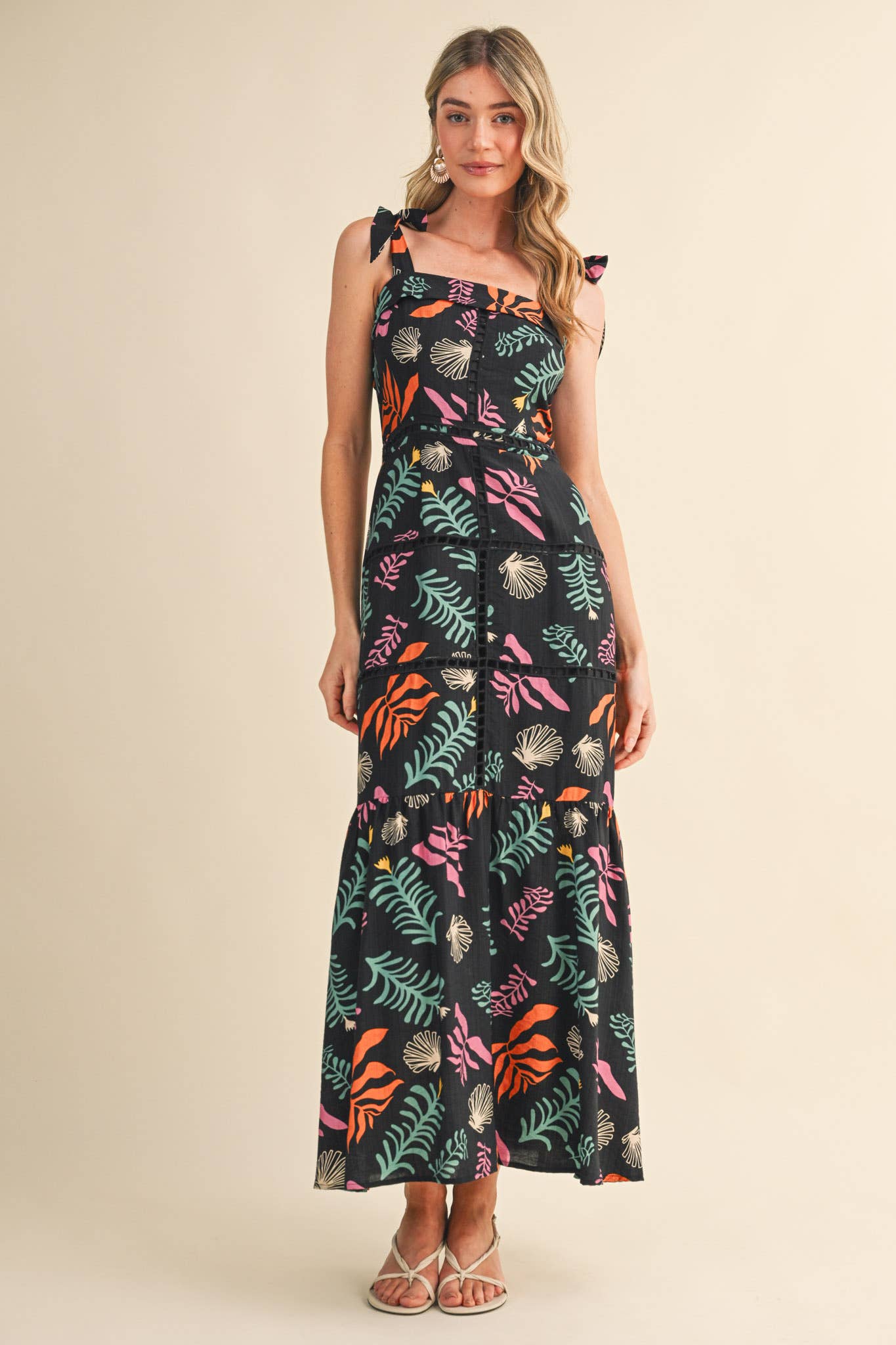 &MERCI - REEF PRINT LADDER TRIM MAXI DRESS MDR4905