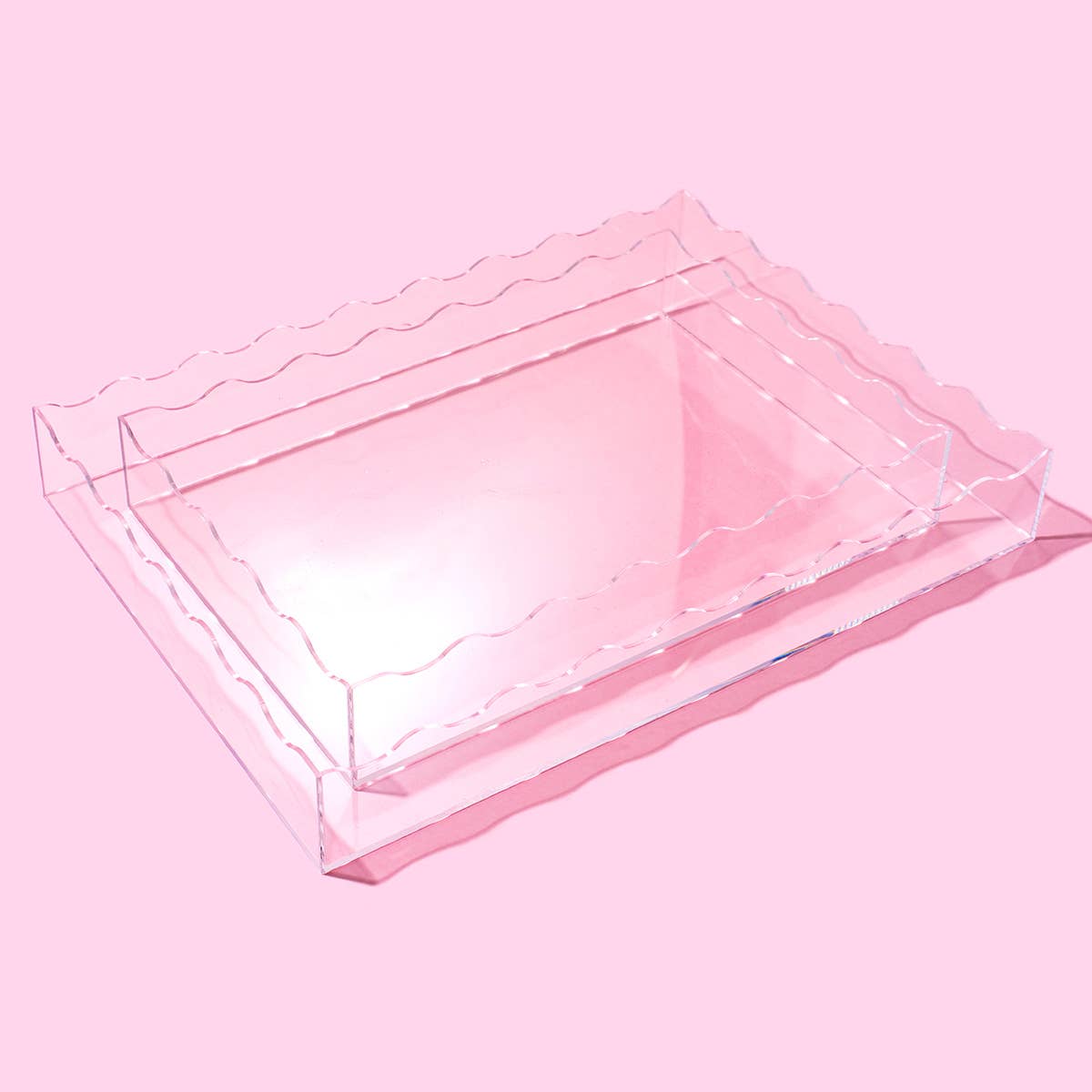 Wavy Acrylic Tray - Rectangle - Medium - Clear