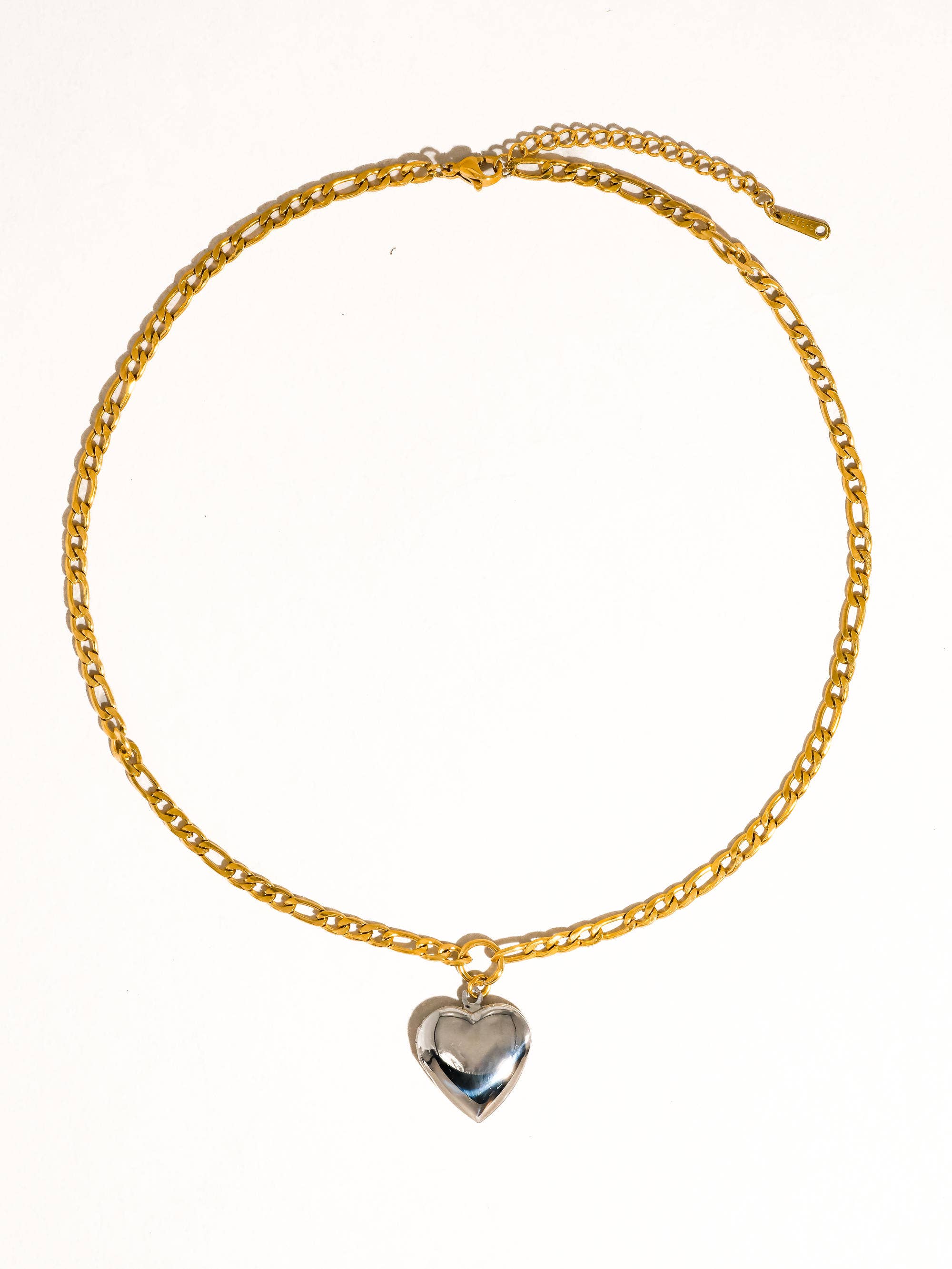 Two Tone Heart Locket Necklace