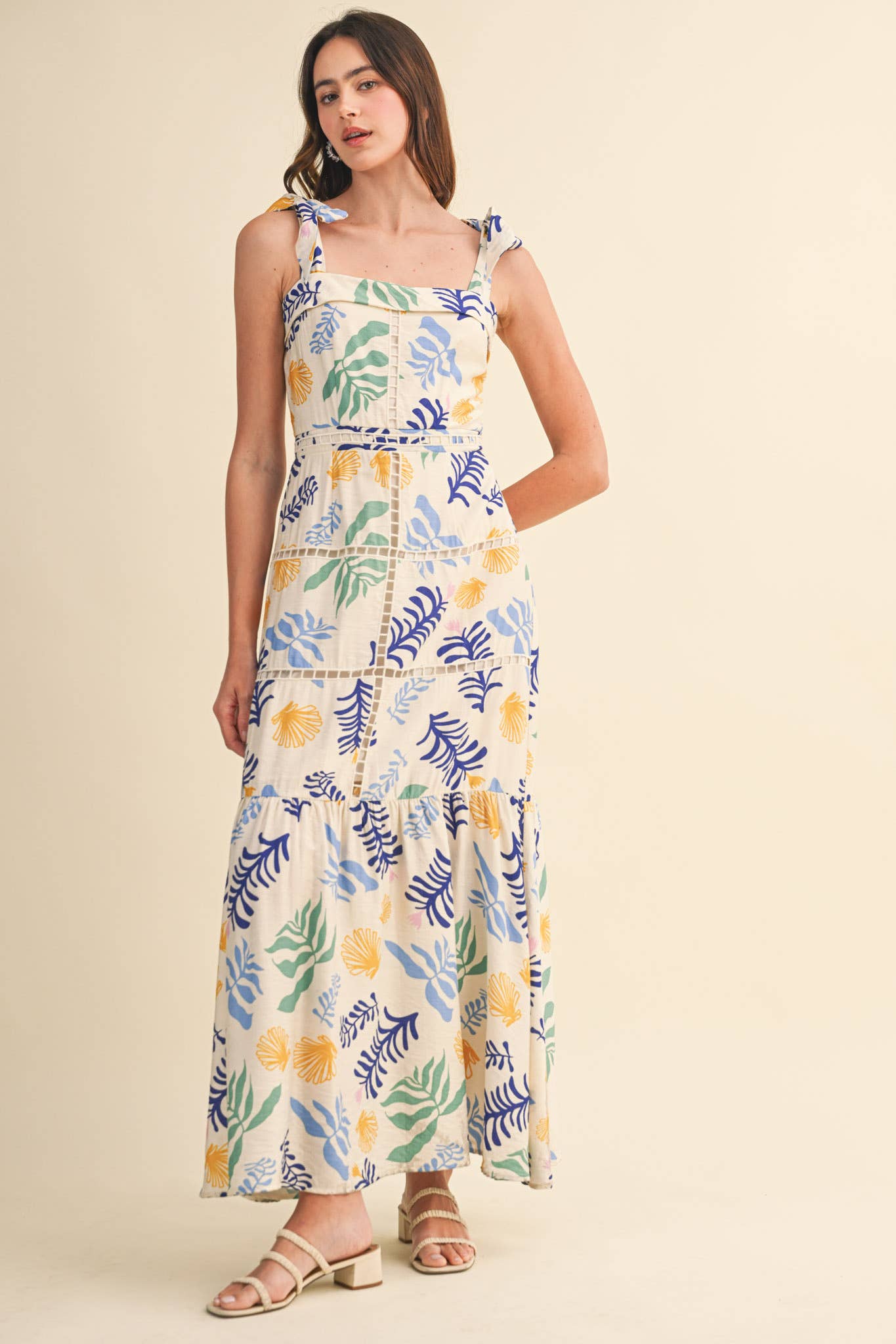 &MERCI - REEF PRINT LADDER TRIM MAXI DRESS MDR4905