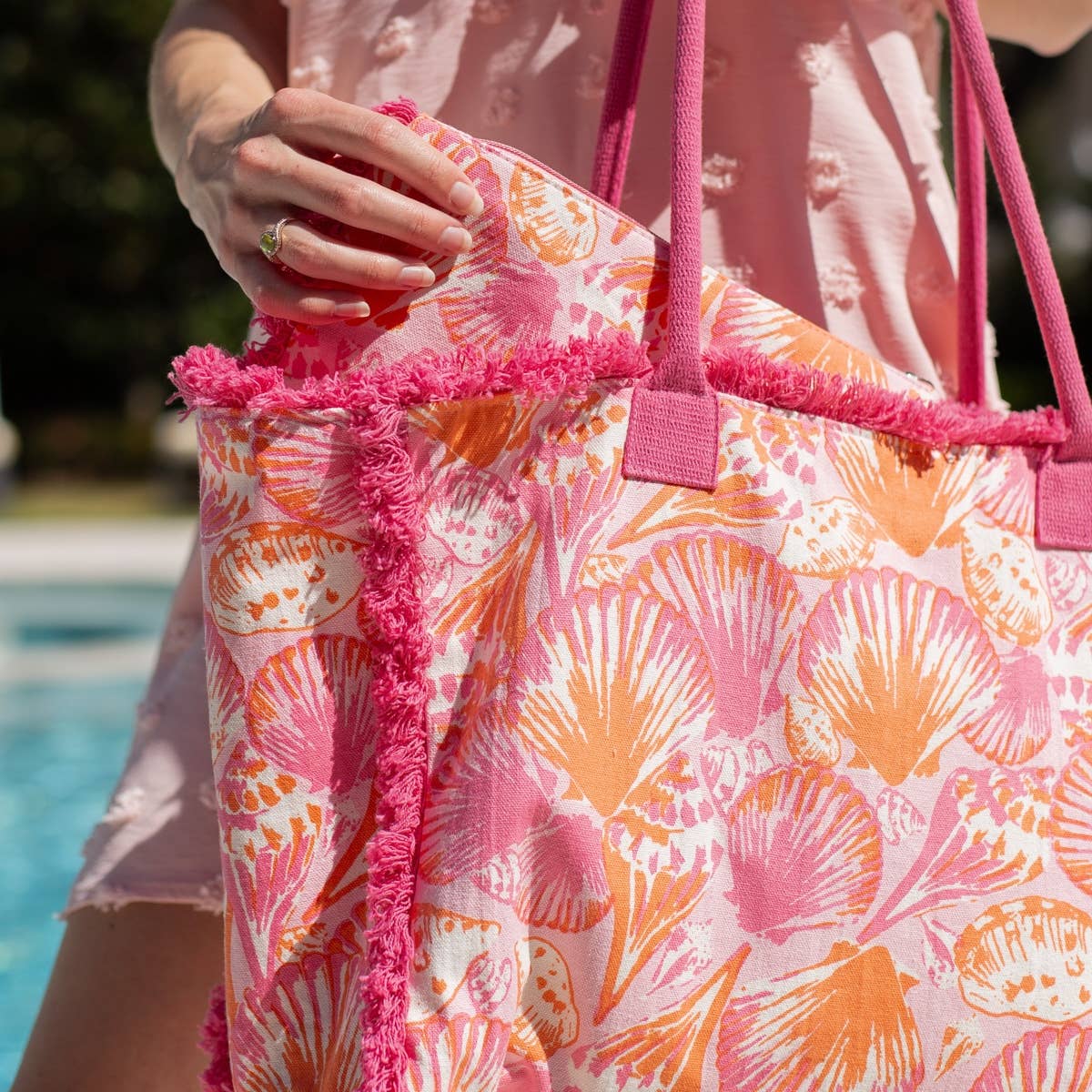 The Royal Standard - Sanibel Fringe Cosmetic Pink/Apricot/Blossom 10.5x8.5