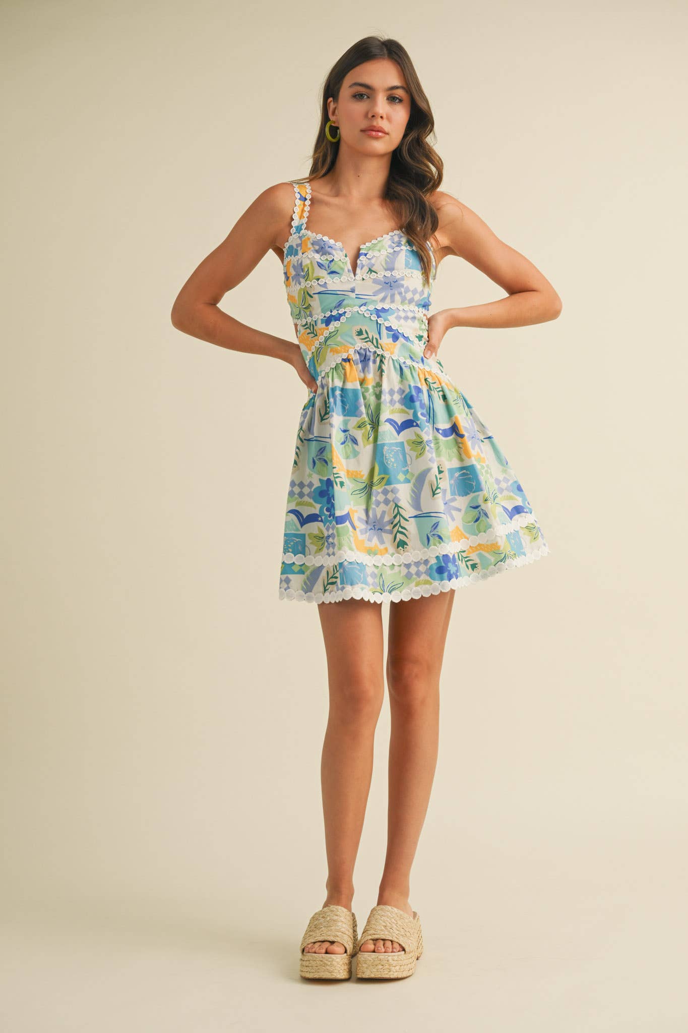 &MERCI - EXCLUSIVE PRT CUT OUT LACE TRIM FIT&FLARE MINI DRESS MDR3996