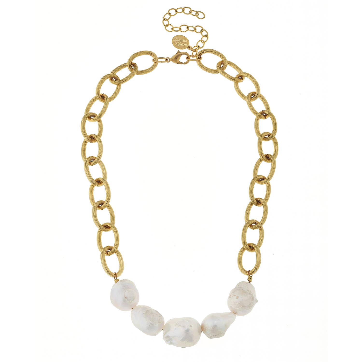 Susan Shaw - Large Genuine Freshwater Pearl on Gold Chain Necklace