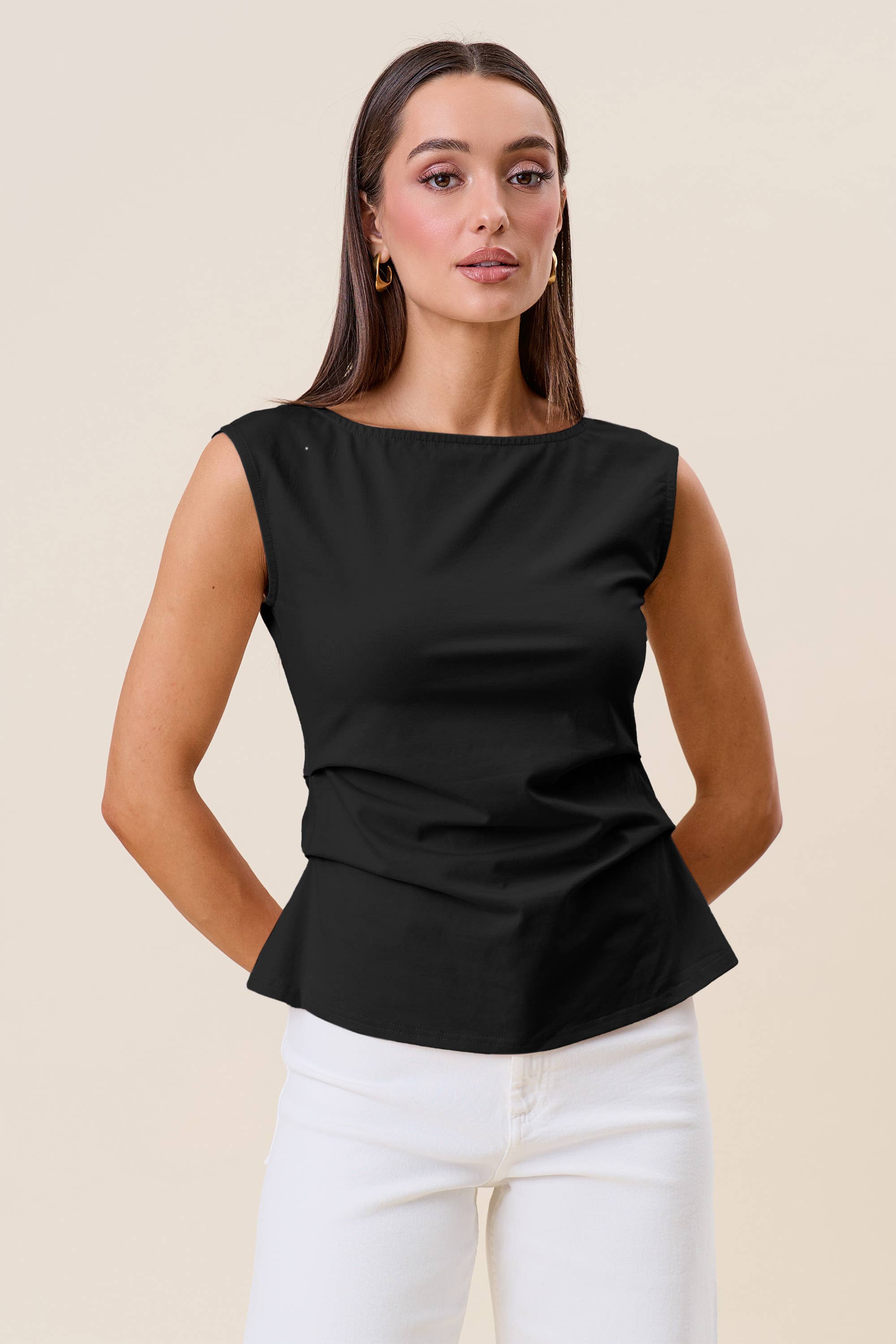 Able - AT3116 Side pleated sleeveless top