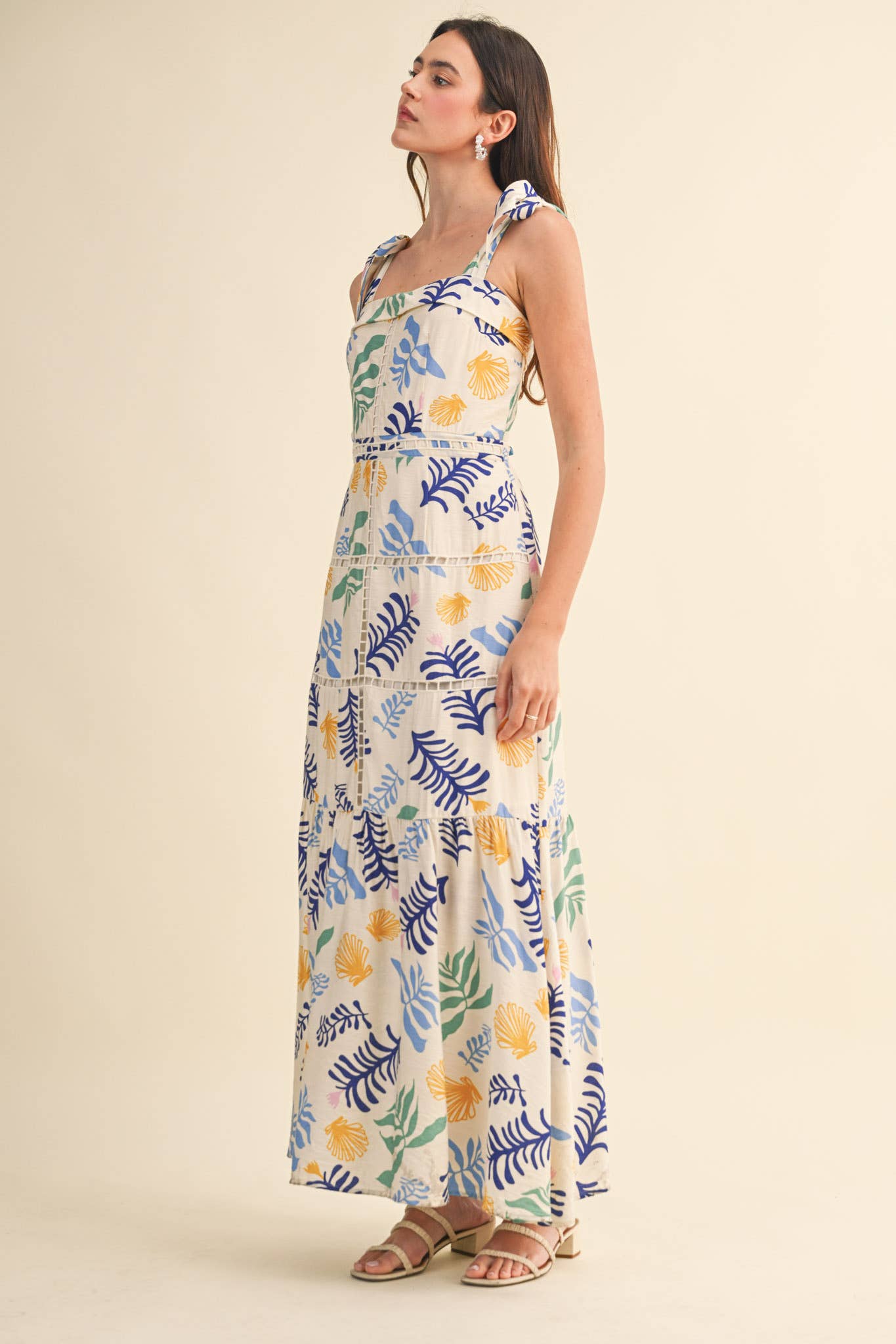 &MERCI - REEF PRINT LADDER TRIM MAXI DRESS MDR4905