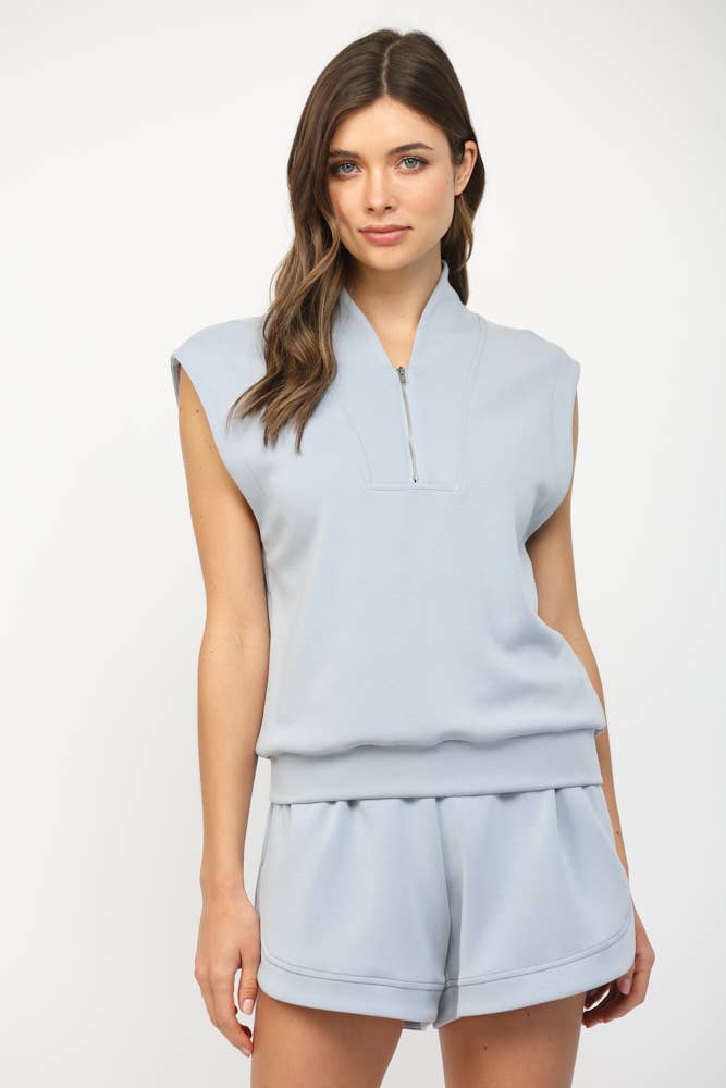 FATE - MODAL BLEND SLVL ZIP-UP TOP FT25624