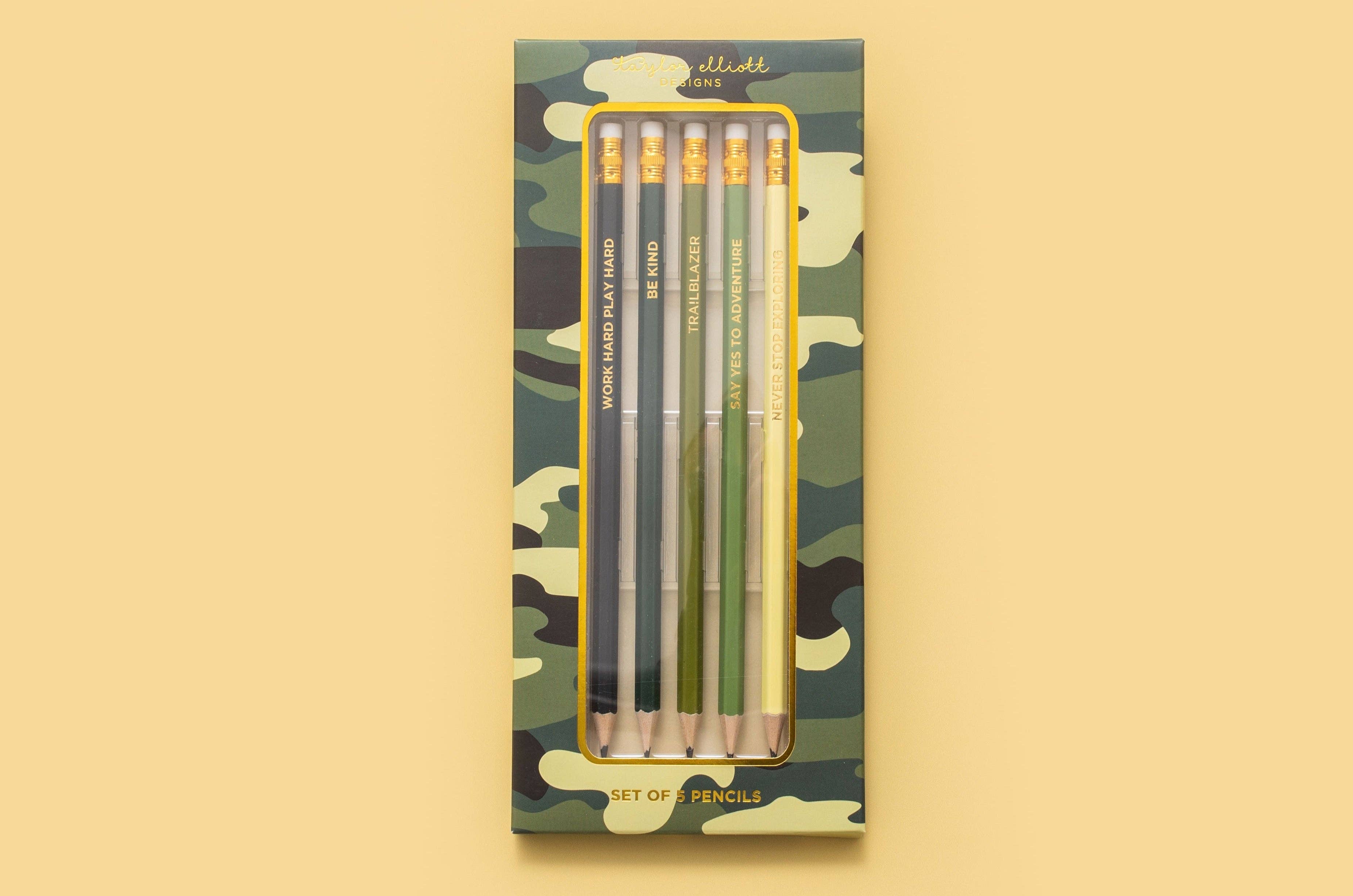 Camo Pencil Set - Motivational- 5 Piece Set