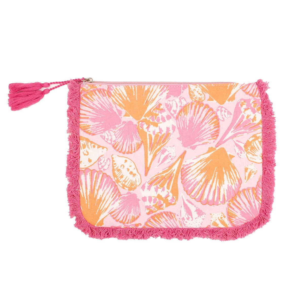The Royal Standard - Sanibel Fringe Cosmetic   Pink/Apricot/Blossom   10.5x8.5