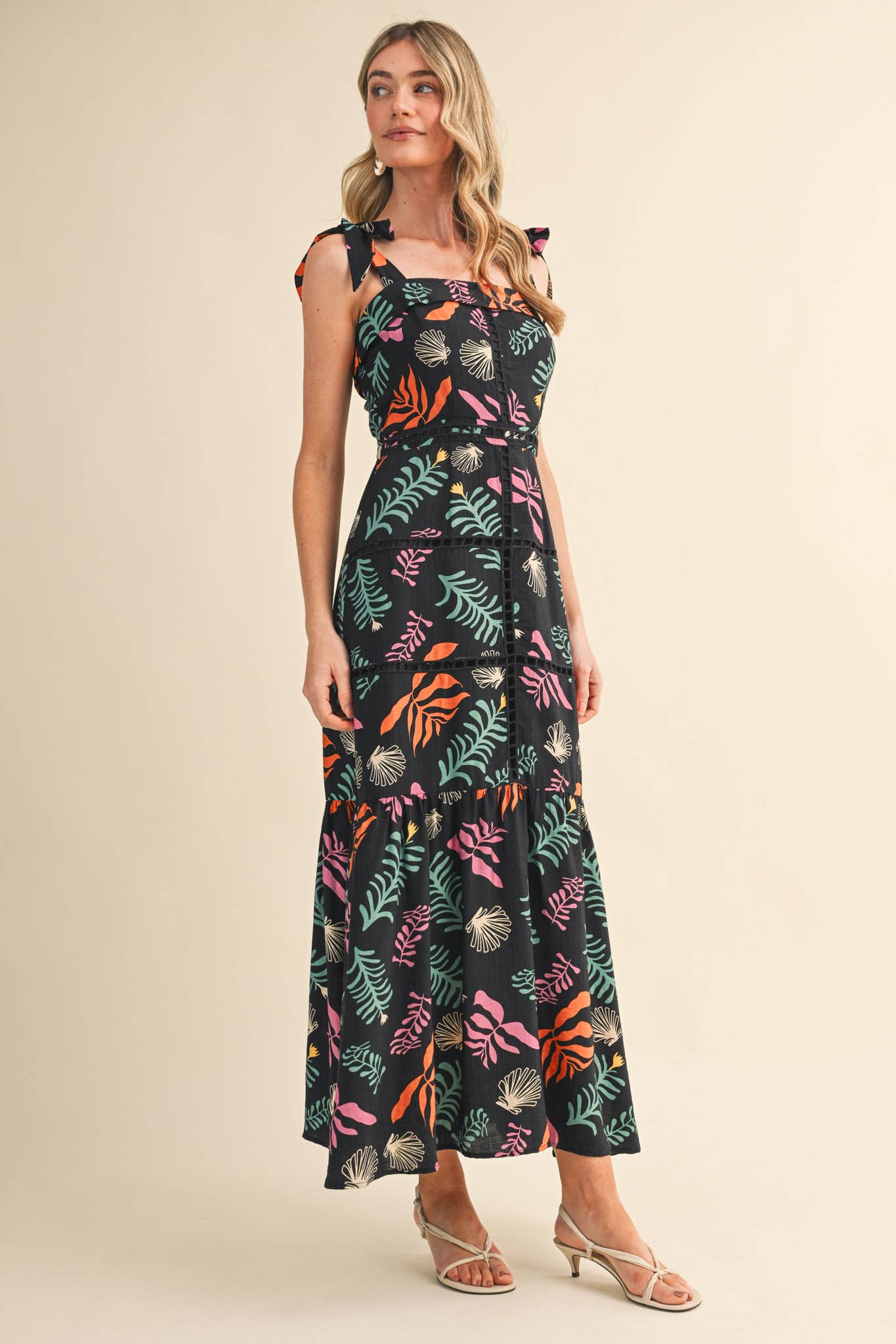 &MERCI - REEF PRINT LADDER TRIM MAXI DRESS MDR4905