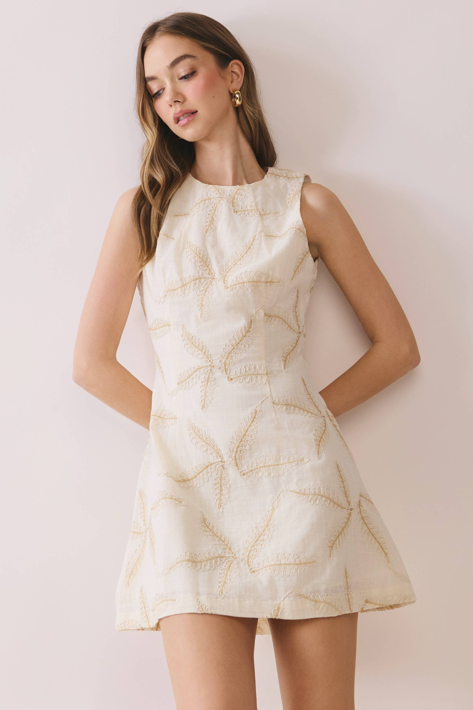 Starfish Embroidered A Line Sleeveless Mini Dress
