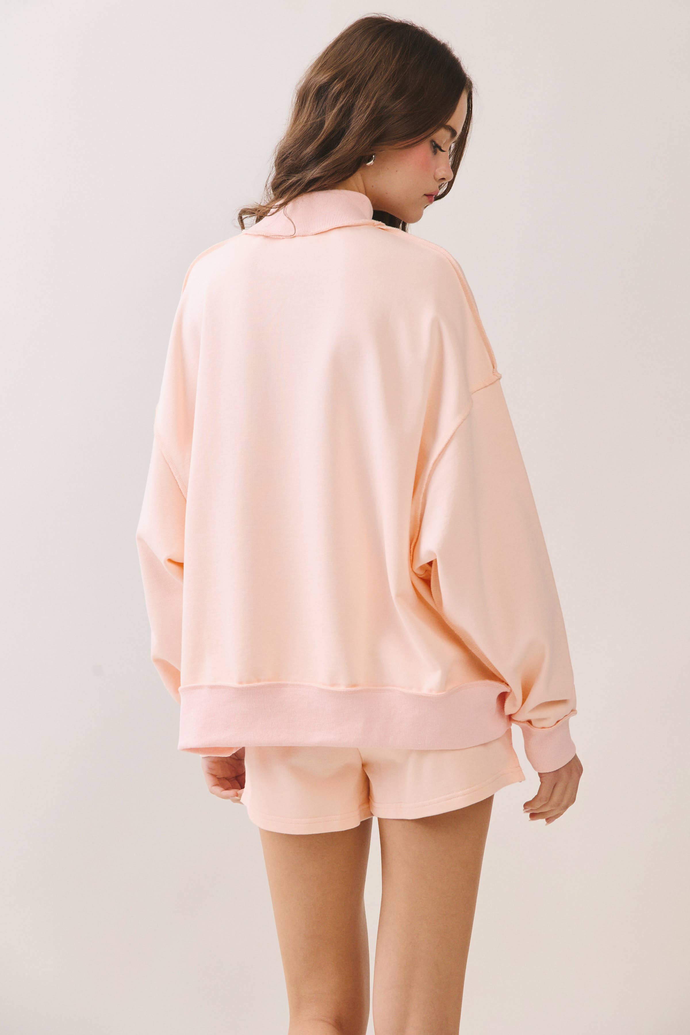 TCEC - CT9799-Soft Knit Drop Shoulder Mock Neck Pullover Top