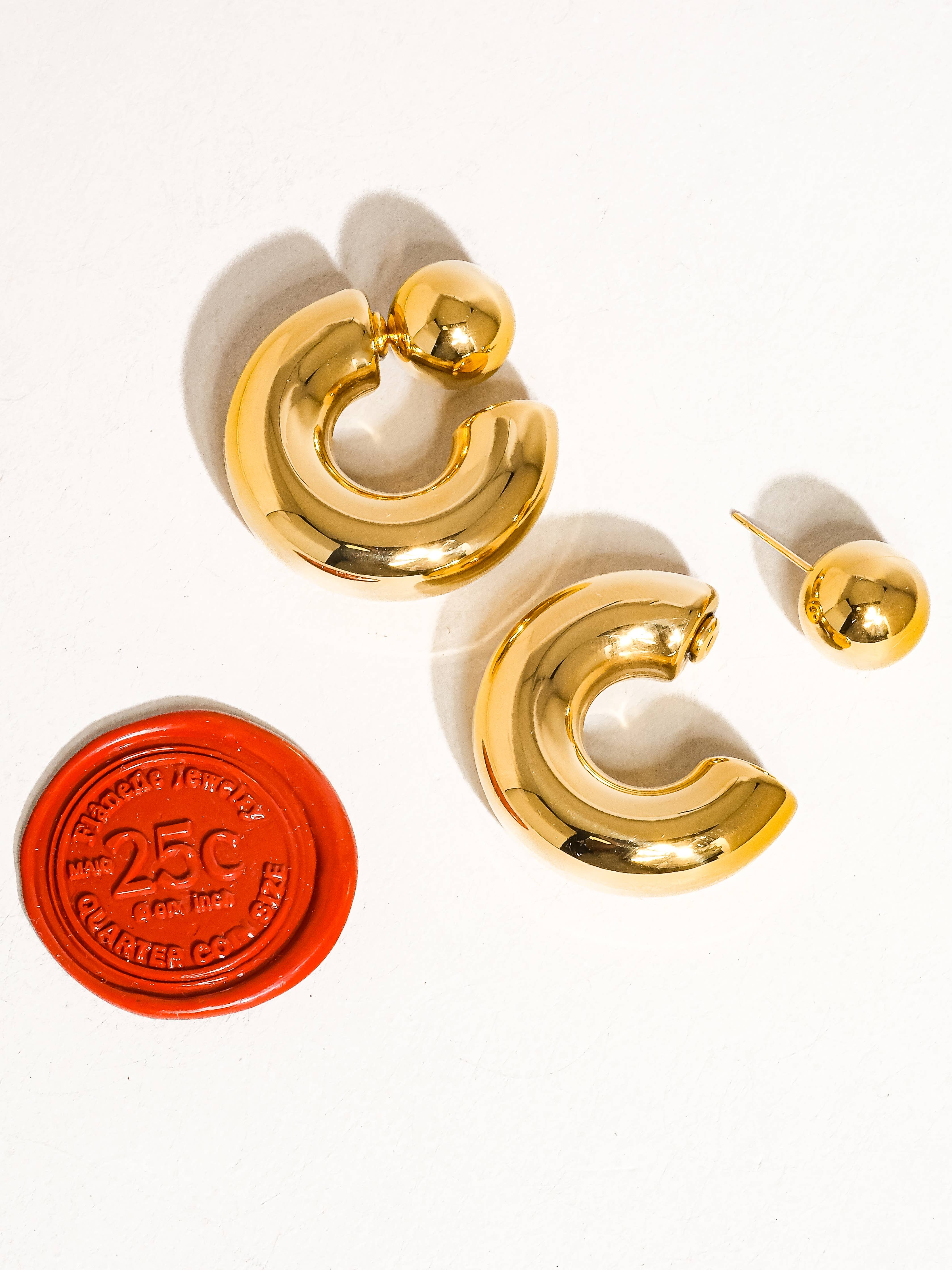 Flânerie by MAIQ - Fernanda 16K Gold Non-Tarnish Ball C Hoop Earring