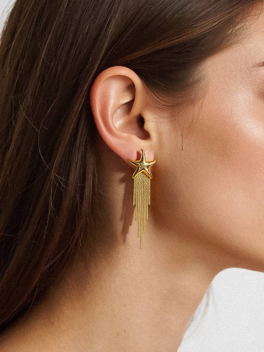 Flânerie by MAIQ - Malibu 18K Gold Non-Tarnish Star Tassel Earring