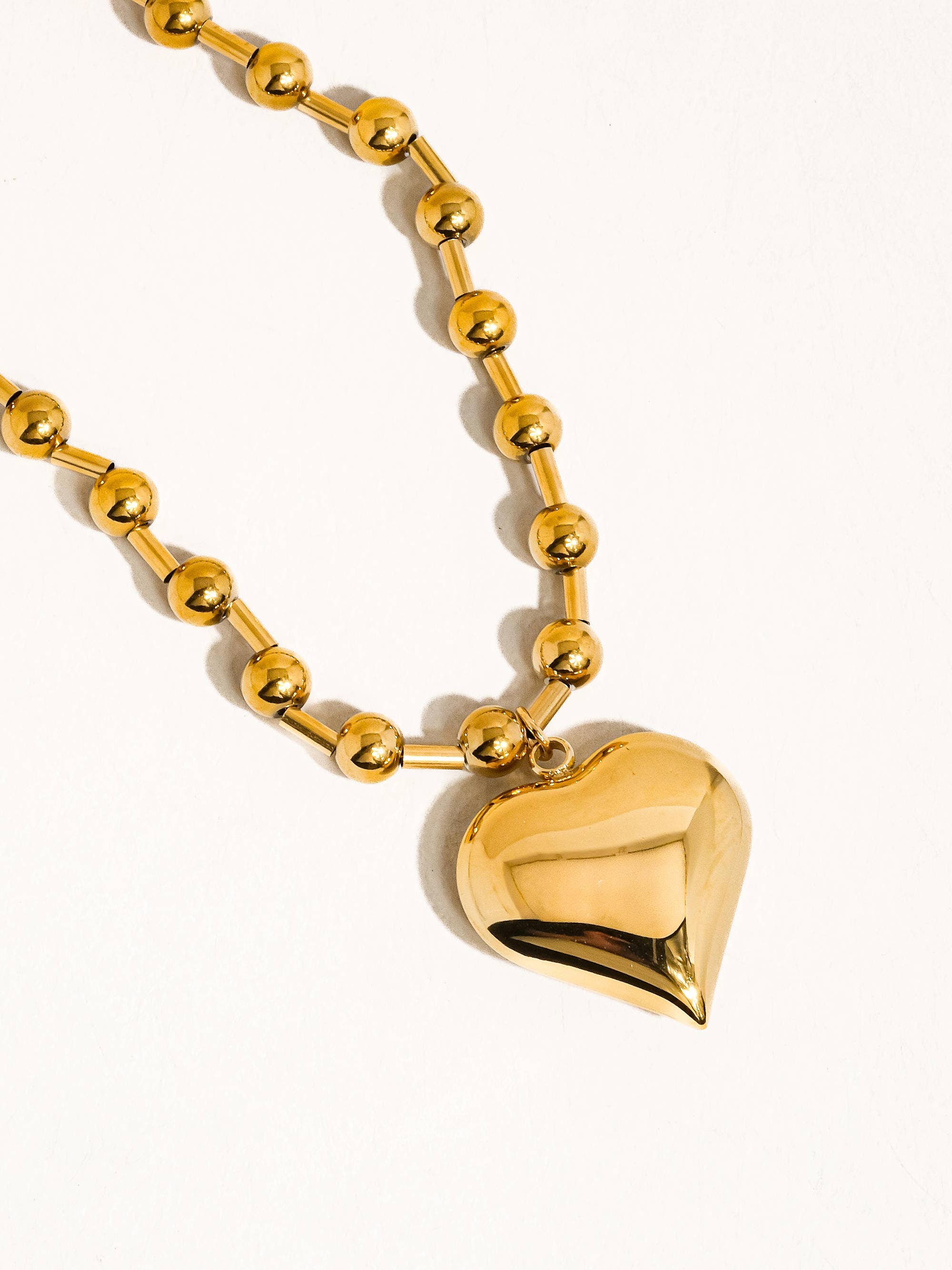 Paris Gold Non-Tarnish Large Heart Chain Necklace