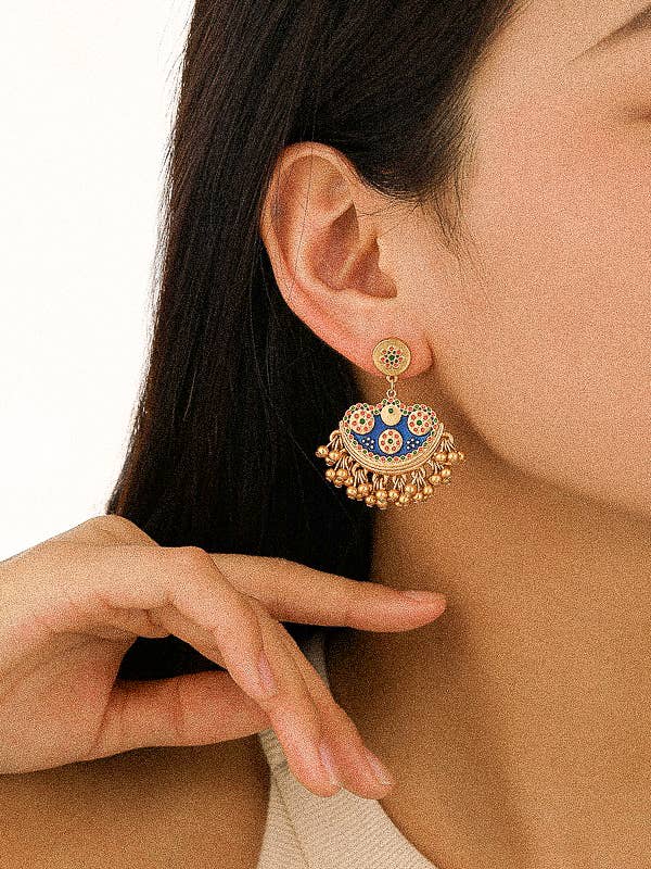 Flânerie by MAIQ - Jacqueline 18K Gold Bohemian Half Moon Tassel Earring