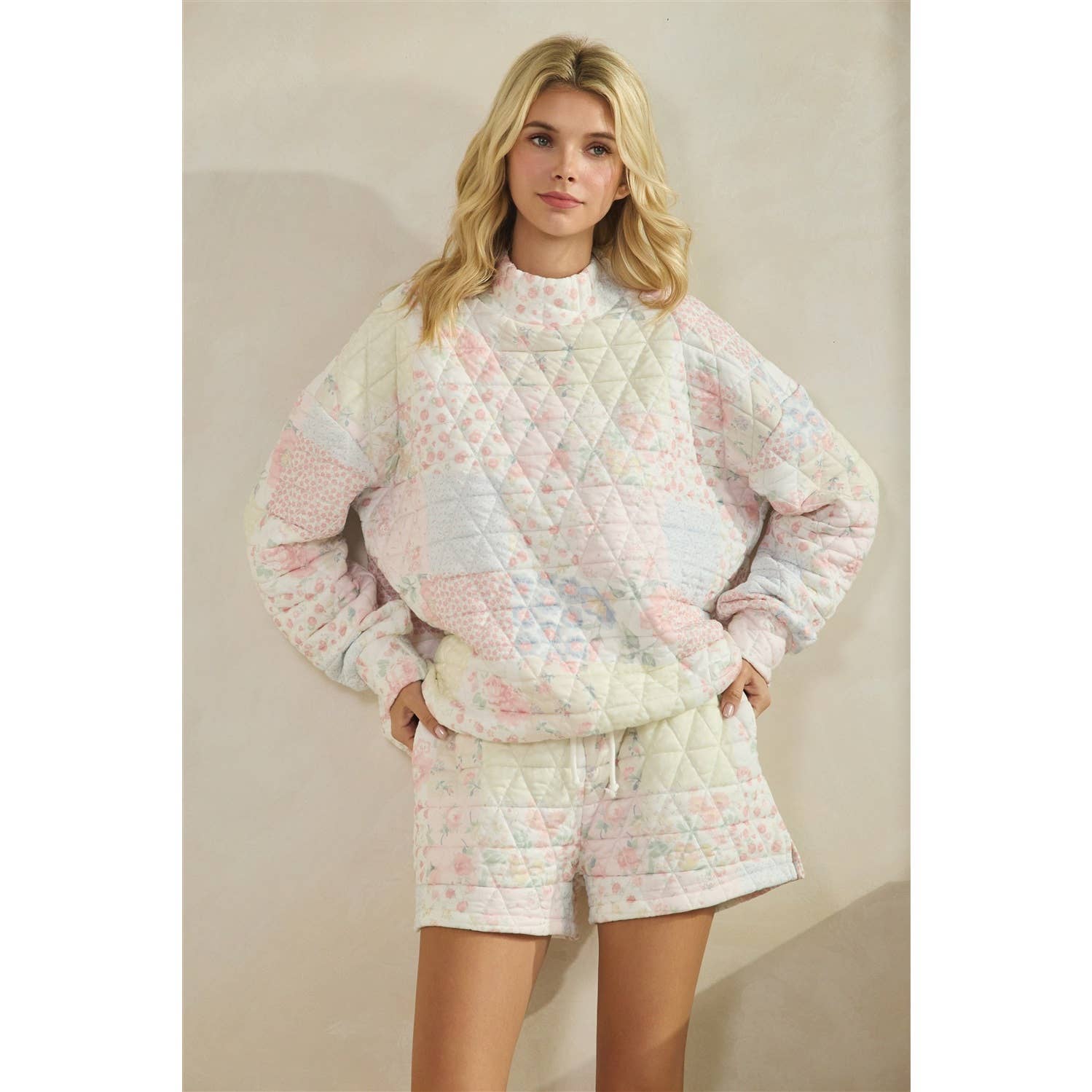 Quilted Floral Shorts