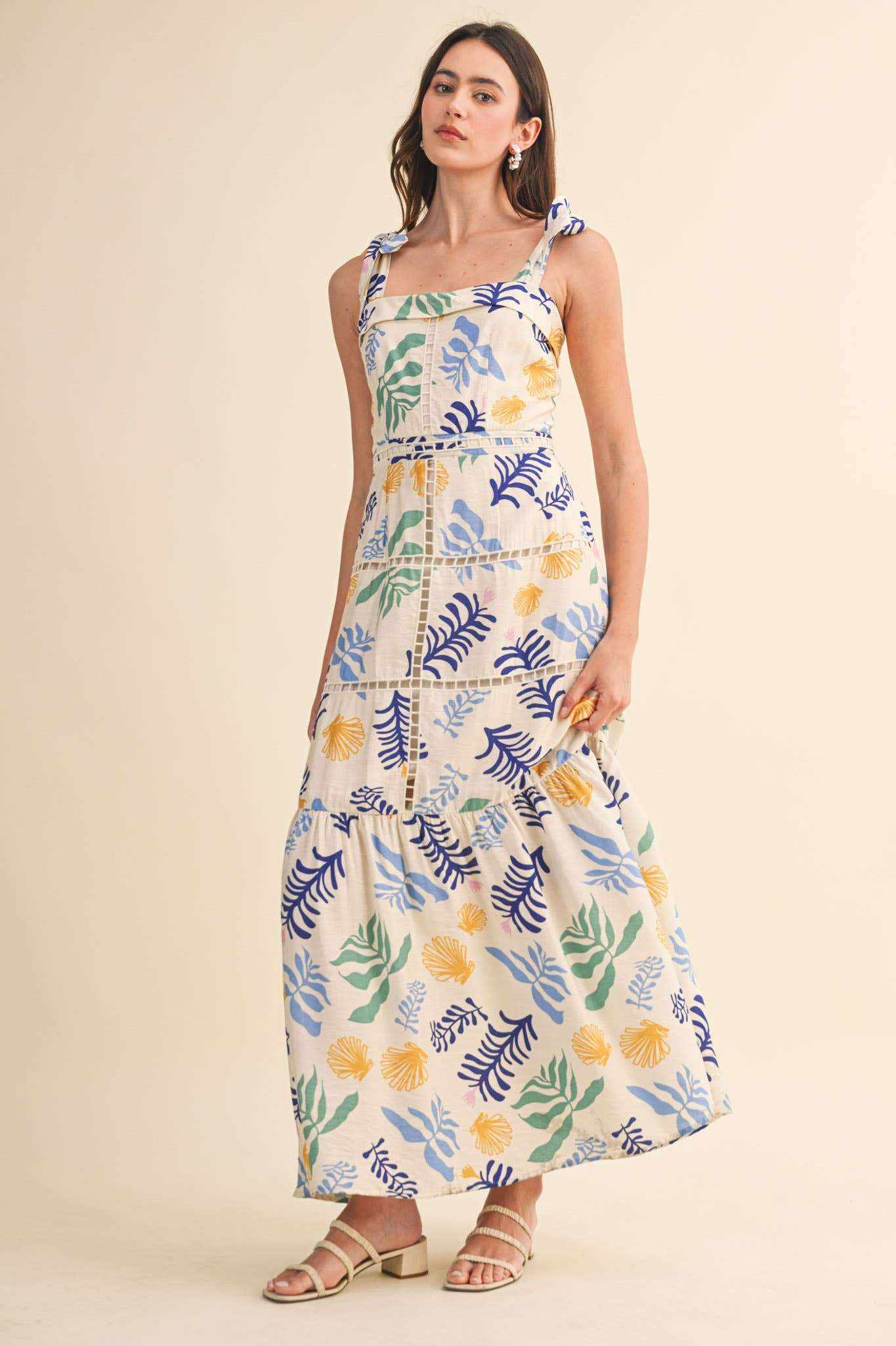 &MERCI - REEF PRINT LADDER TRIM MAXI DRESS MDR4905