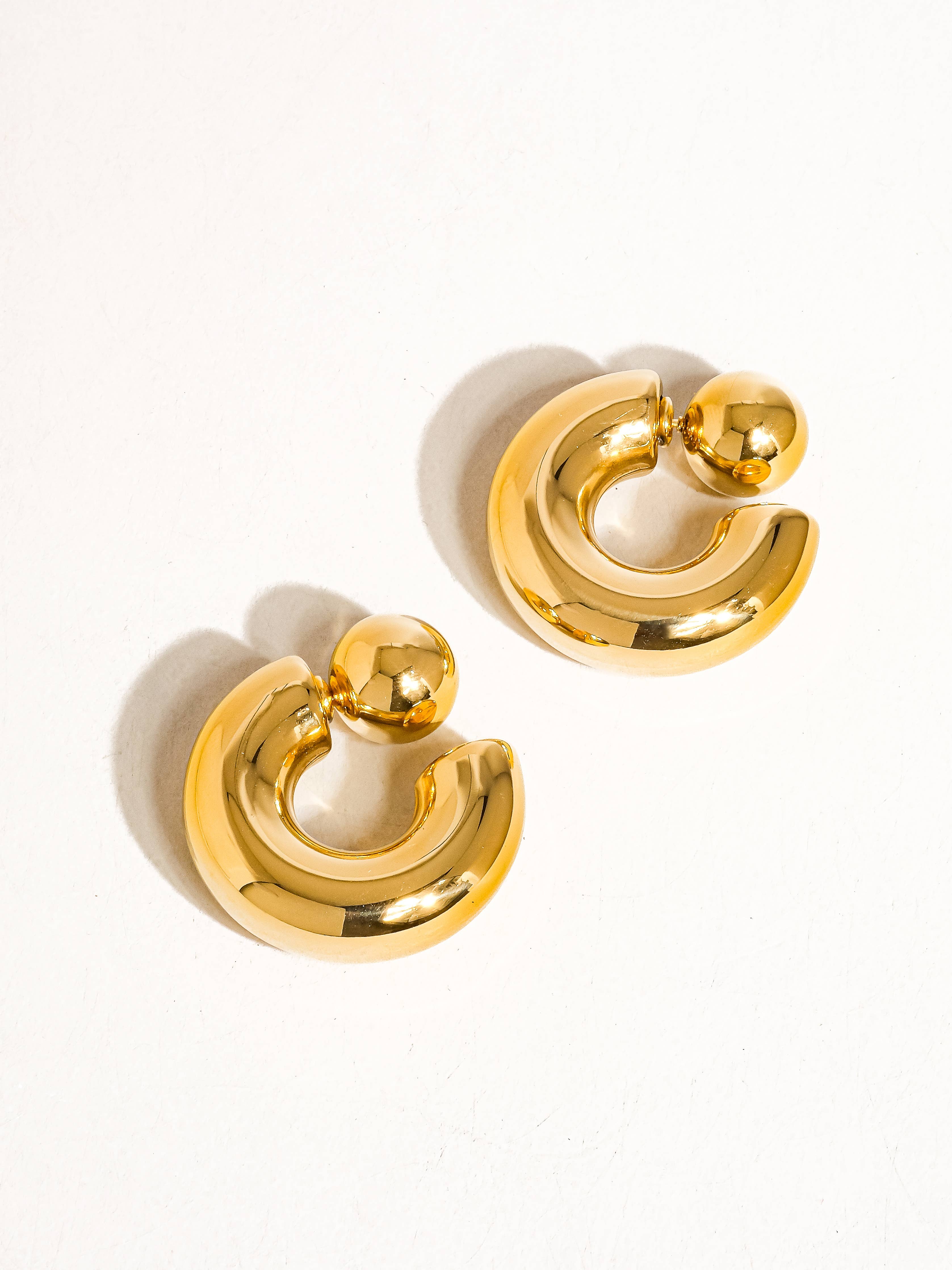 Flânerie by MAIQ - Fernanda 16K Gold Non-Tarnish Ball C Hoop Earring