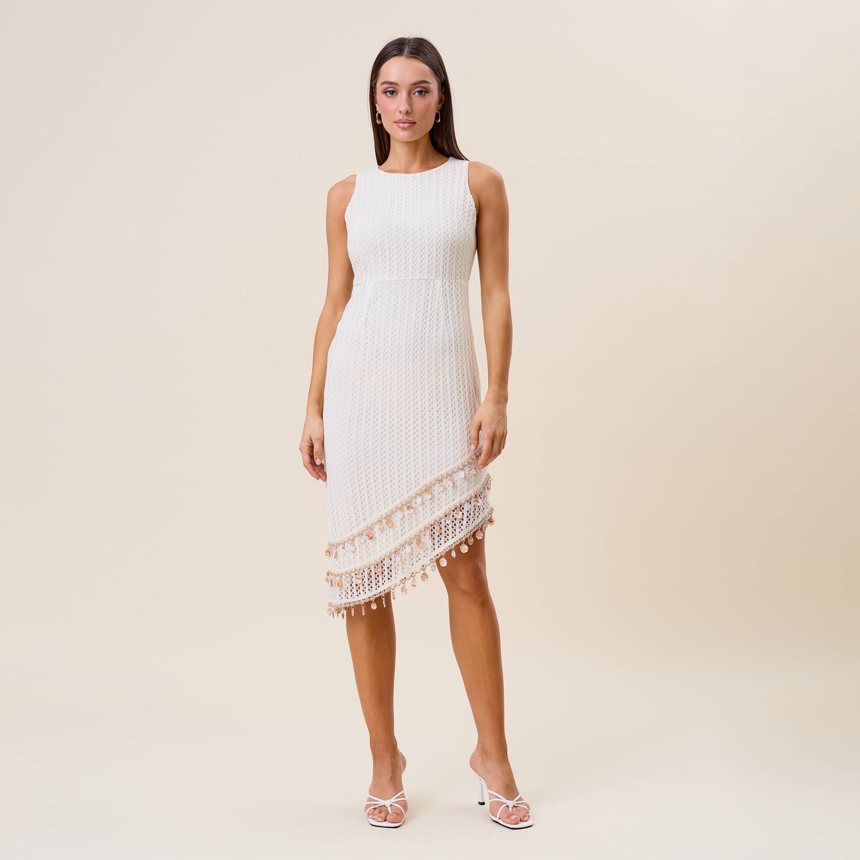 Able - AD2771 Embellished asymmetric midi dress