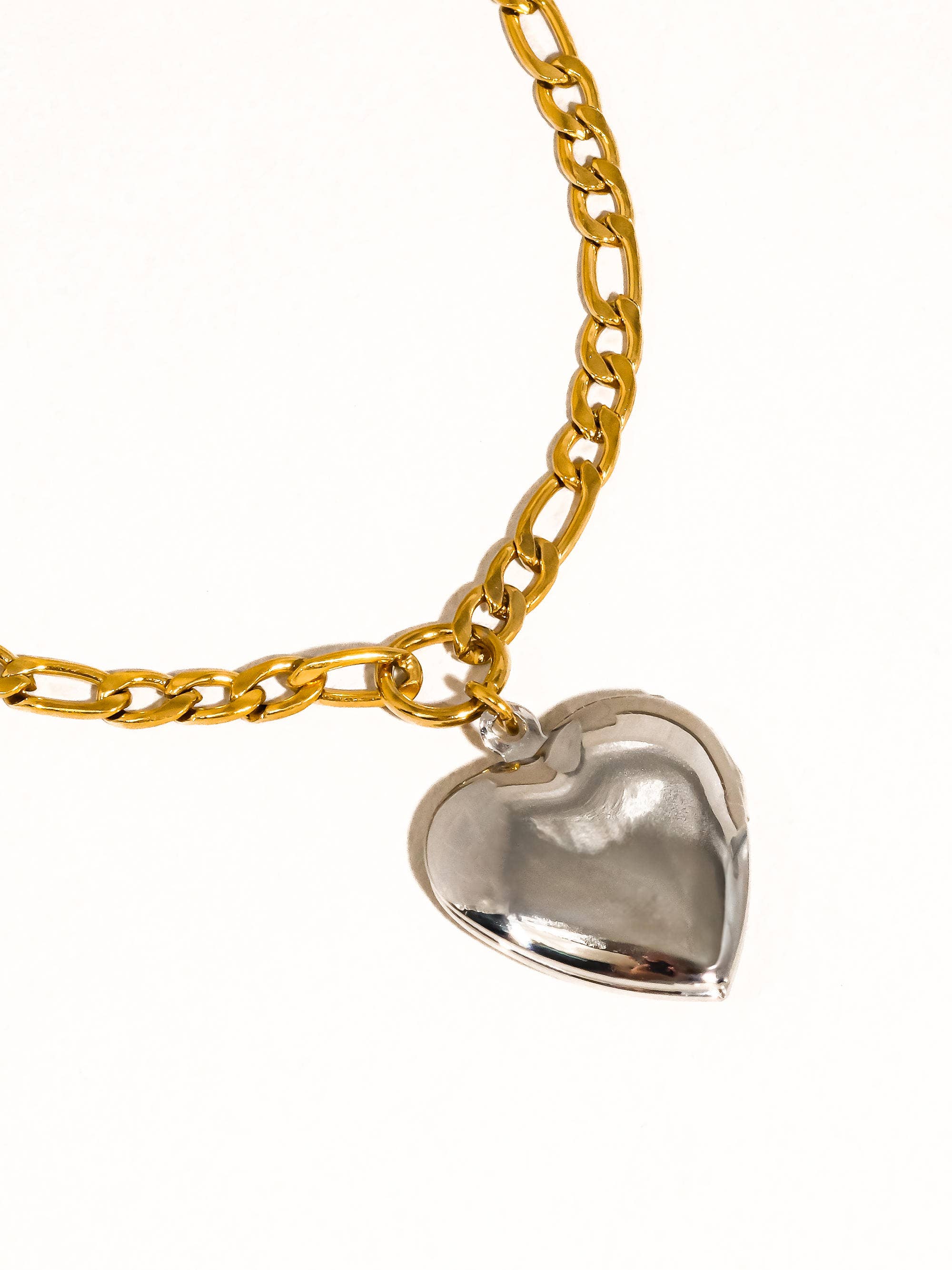 Two Tone Heart Locket Necklace