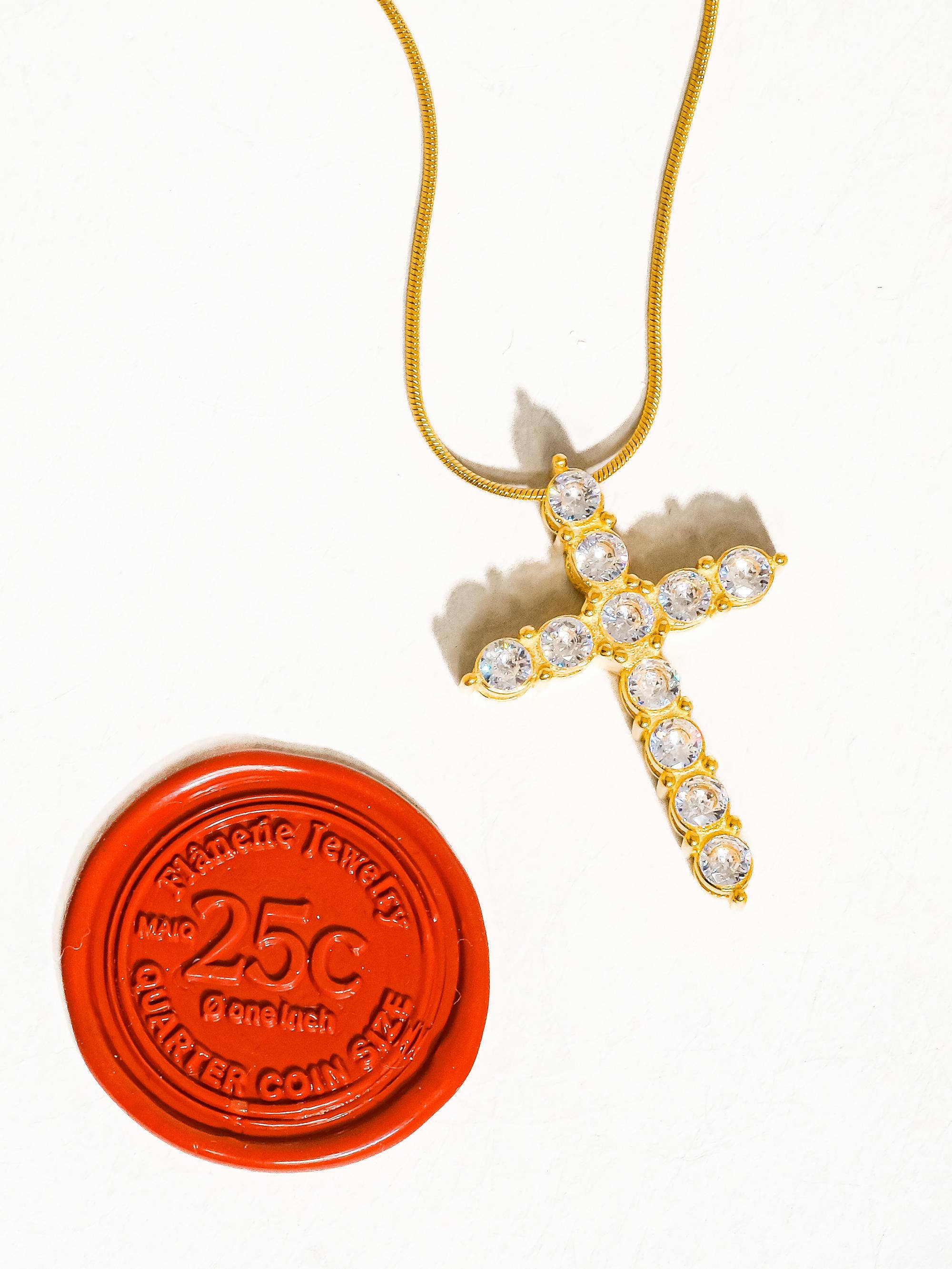 Flânerie by MAIQ - Raeven 18K Gold Non-Tarnish CZ Cross Necklace