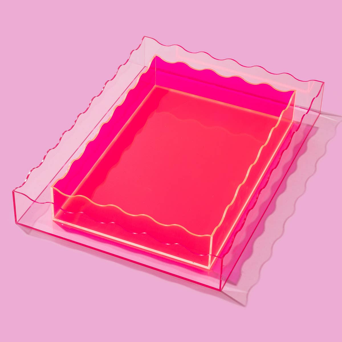Wavy Acrylic Tray - Medium - Hot Pink