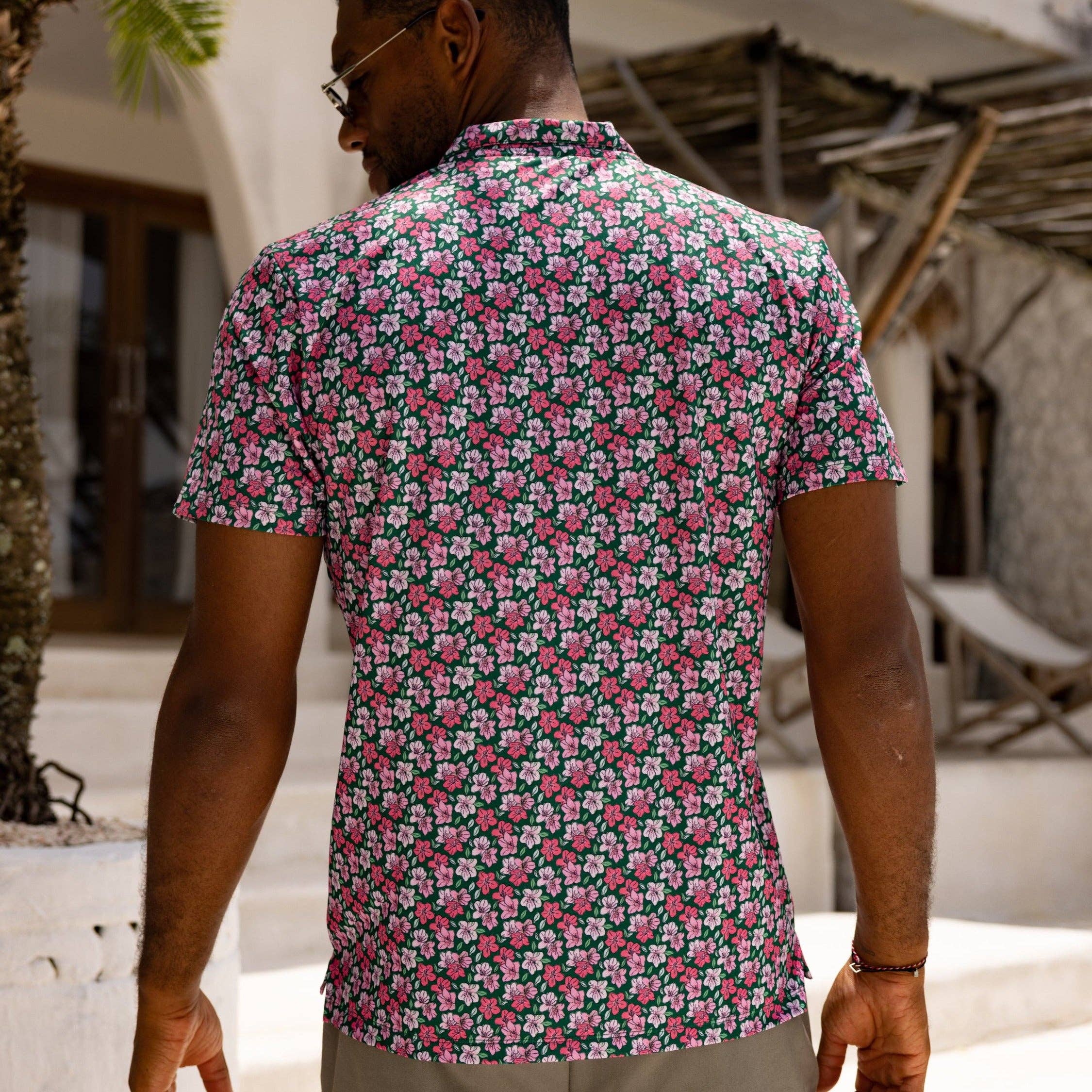 Kenny Flowers - Mens Green and Pink Floral Print Polo
