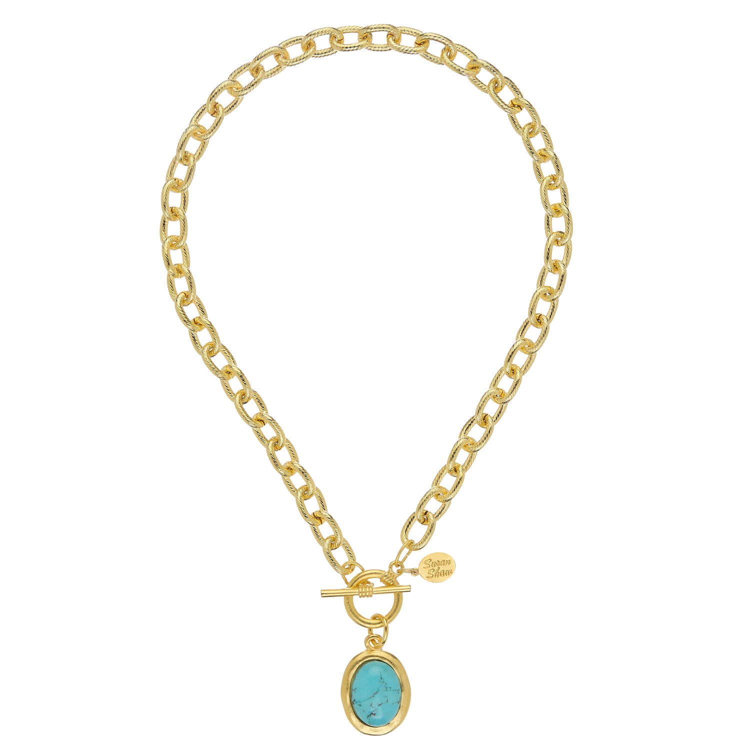 Susan Shaw - Turquoise Cabochon Toggle Necklace