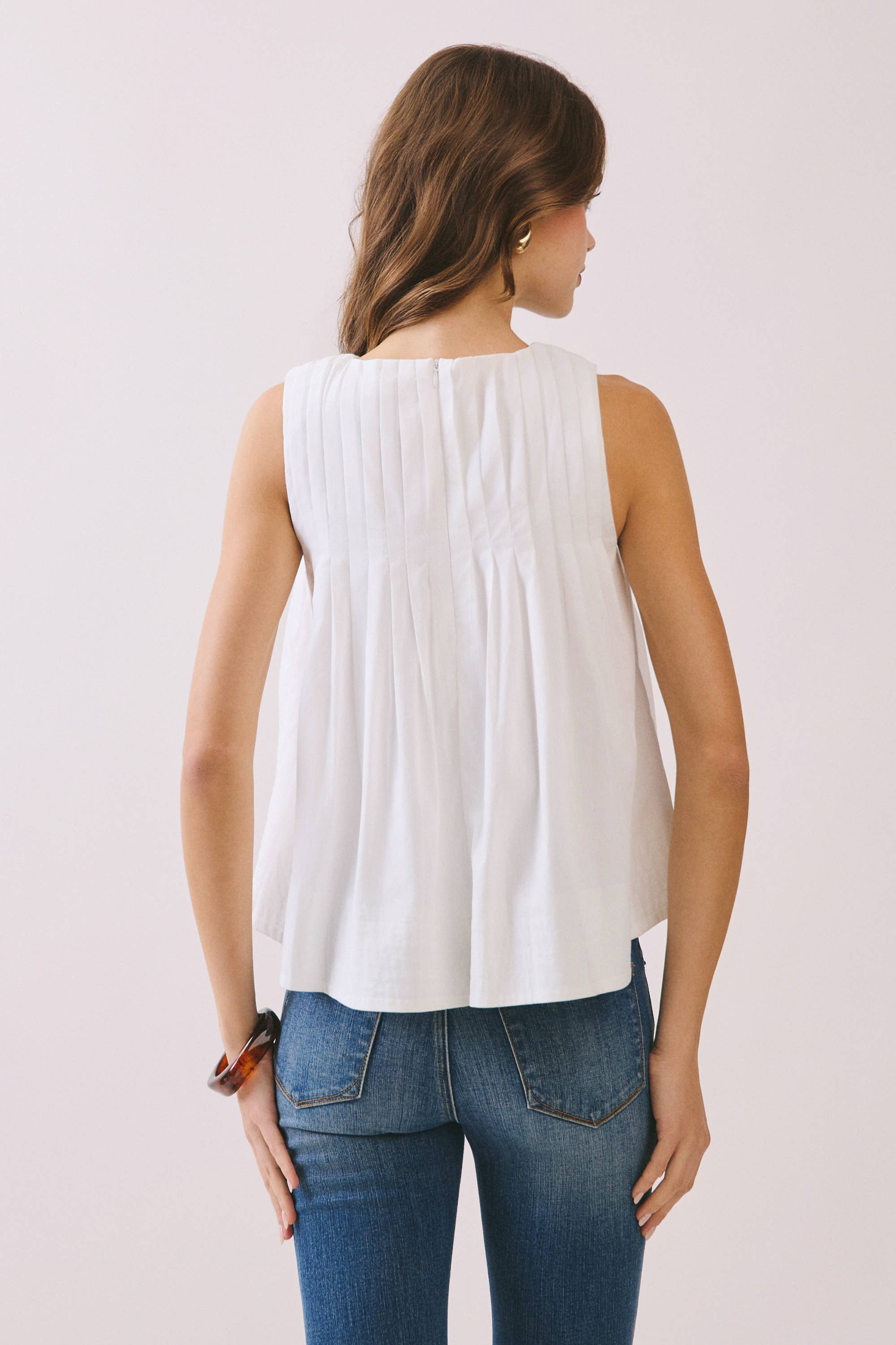 TCEC - CT9082-Pleated Detail High Low Sleeveless Top