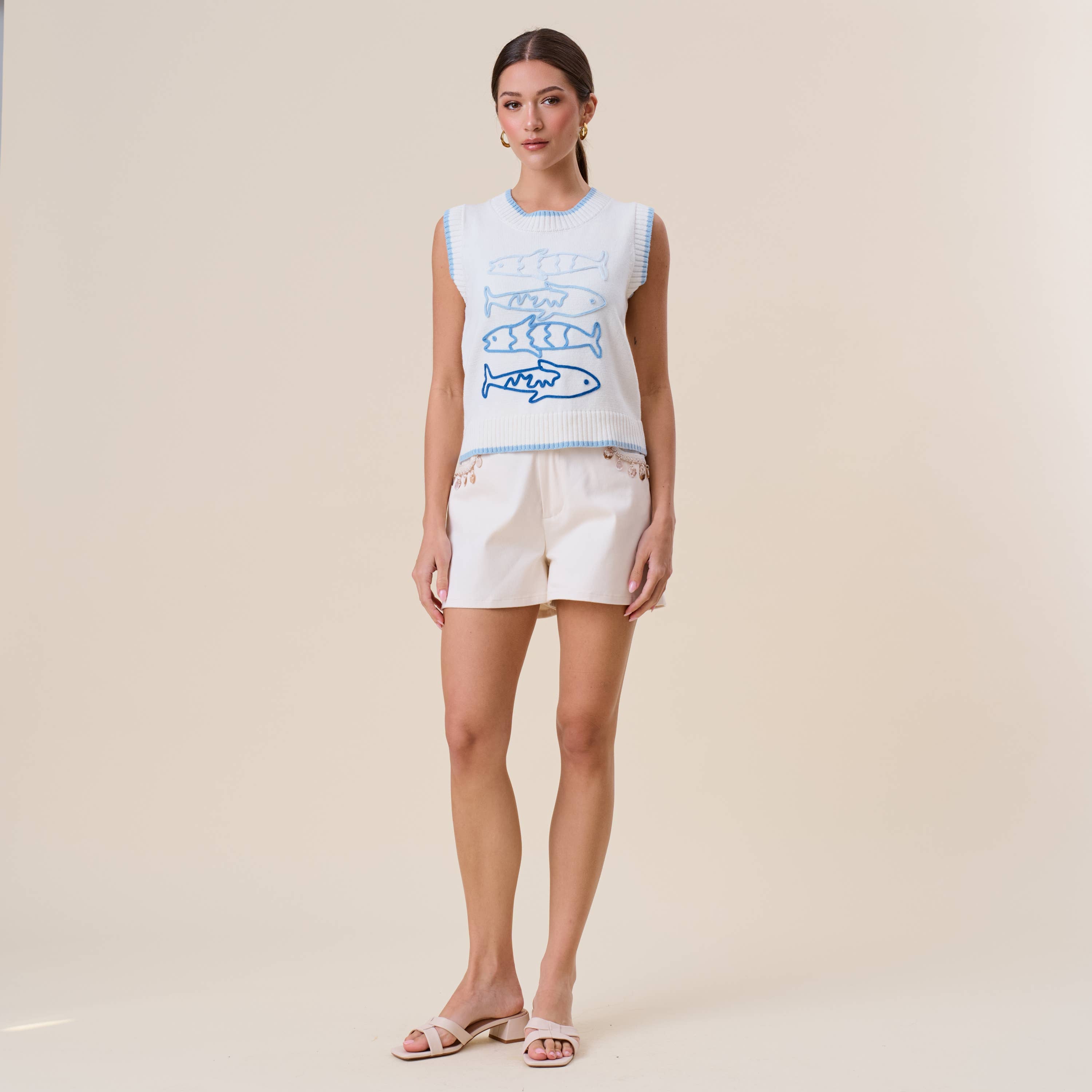 Able - AP2998 Embellished stretch-cotton shorts
